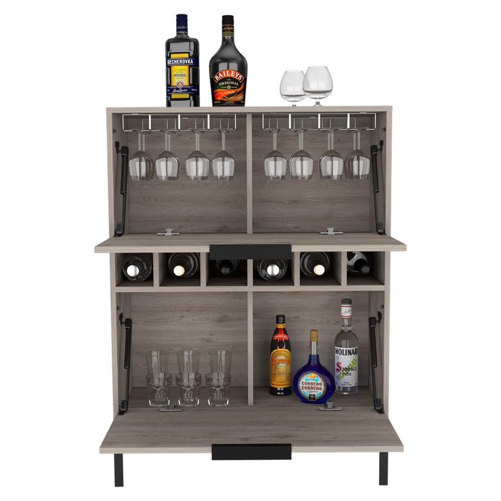 BAR LYRATA WENGUE, CON ESPACIO PARA ALMACENAR BOTELLAS DE LICOR  ZF