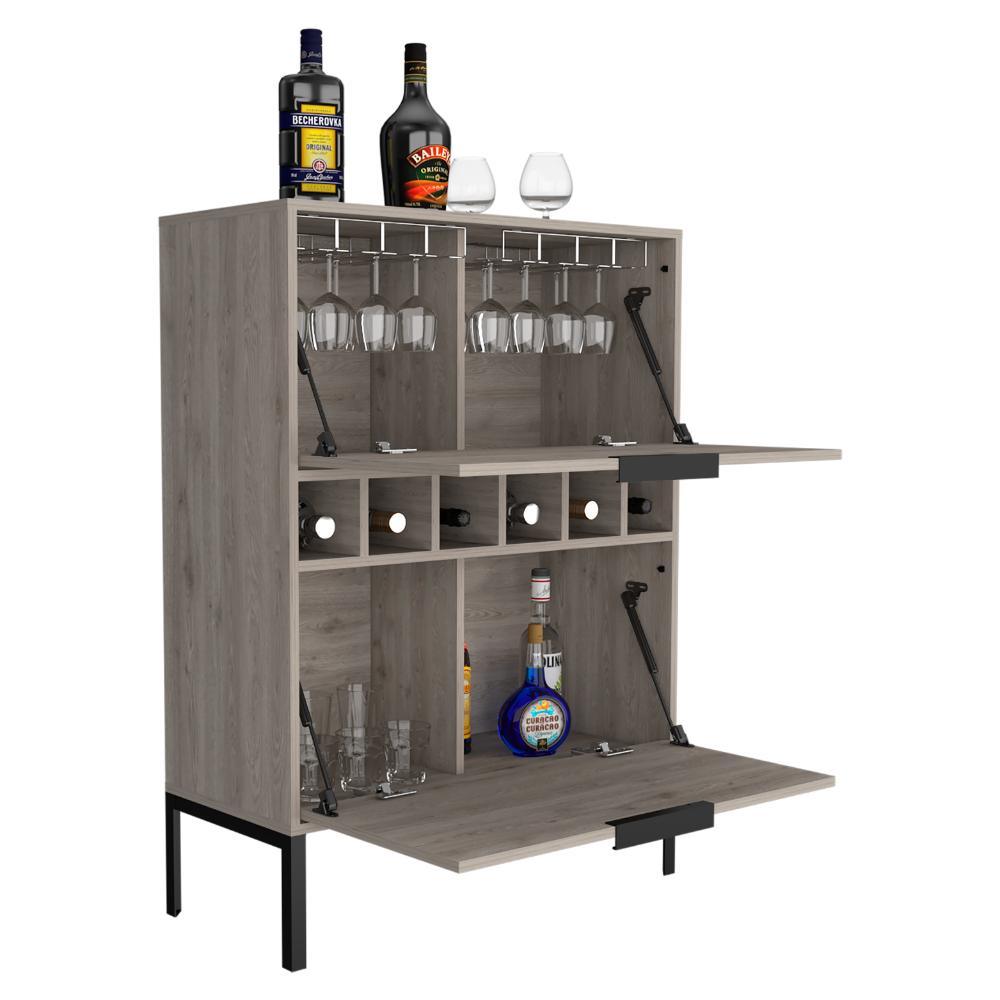 BAR LYRATA WENGUE, CON ESPACIO PARA ALMACENAR BOTELLAS DE LICOR  ZF