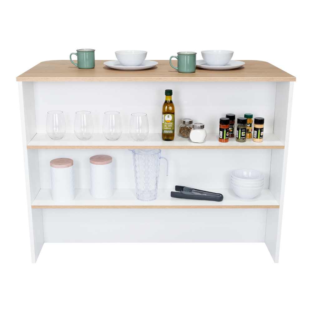 BARRA DE COCINA DIAMANTE, BLANCO DUQUEZA Y BEIGE, CON AMPLIA SUPERFICIE ZF