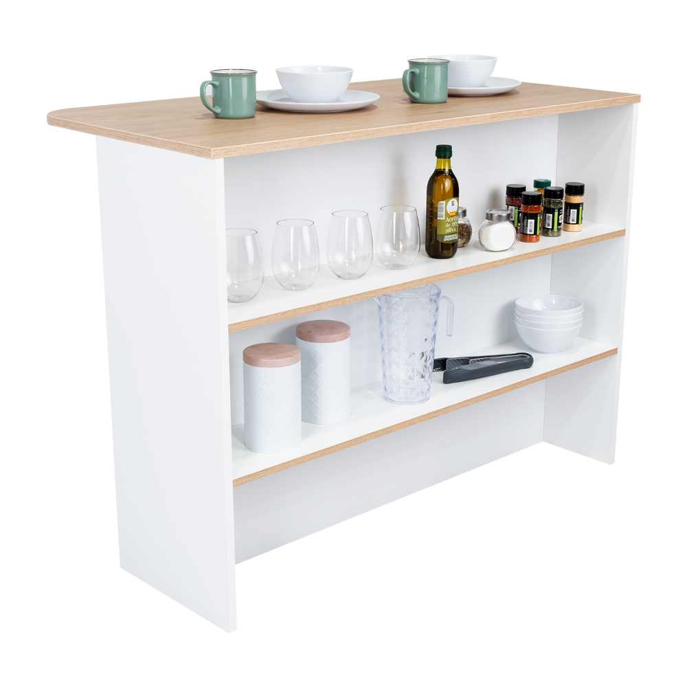 BARRA DE COCINA DIAMANTE, BLANCO DUQUEZA Y BEIGE, CON AMPLIA SUPERFICIE ZF