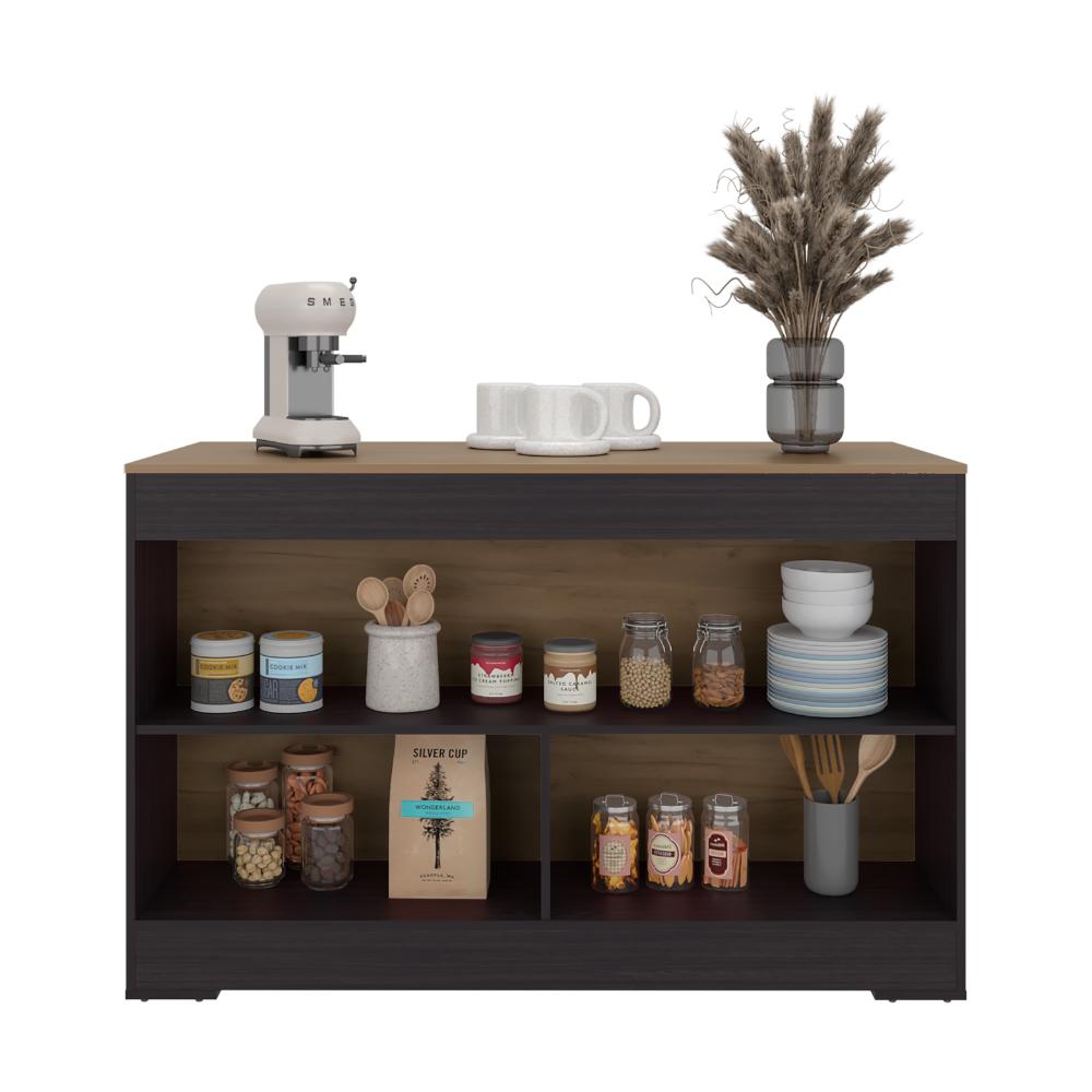 Barra de Cocina Kuho, Kronos Wengue y Krono Fresno, Moderna con variedad de entrepaños y espacios para ubicar objetos de cocina ZF