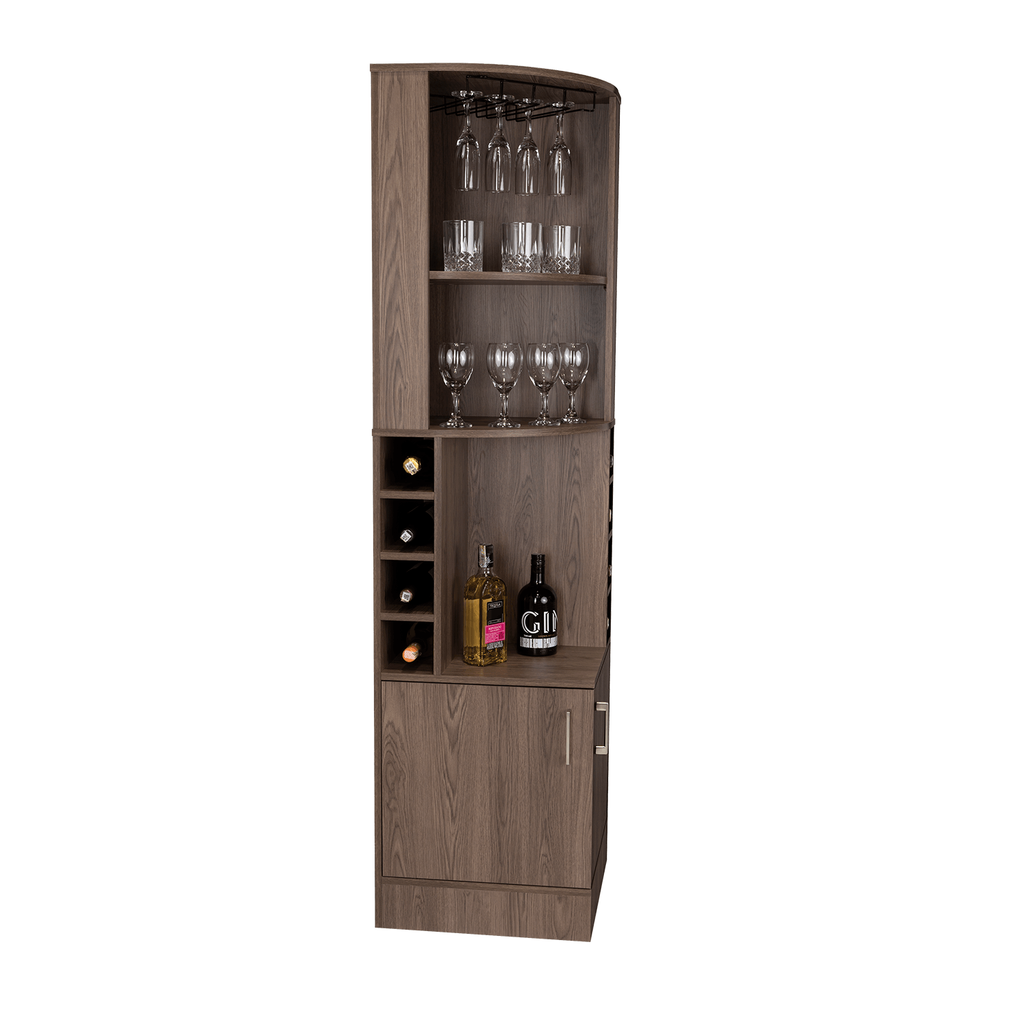 BAR ESQUINERO CELESTE, CHOCOLATE, CON DOS PUERTAS Y ESPACIO PORTA COPAS ZF