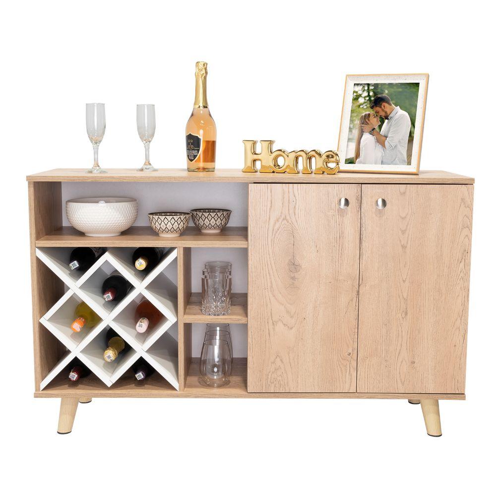 BAR NANTES, MACADAMIA Y BLANCO, CON ESPACIO PARA BOTELLAS Y PORTA COPAS
