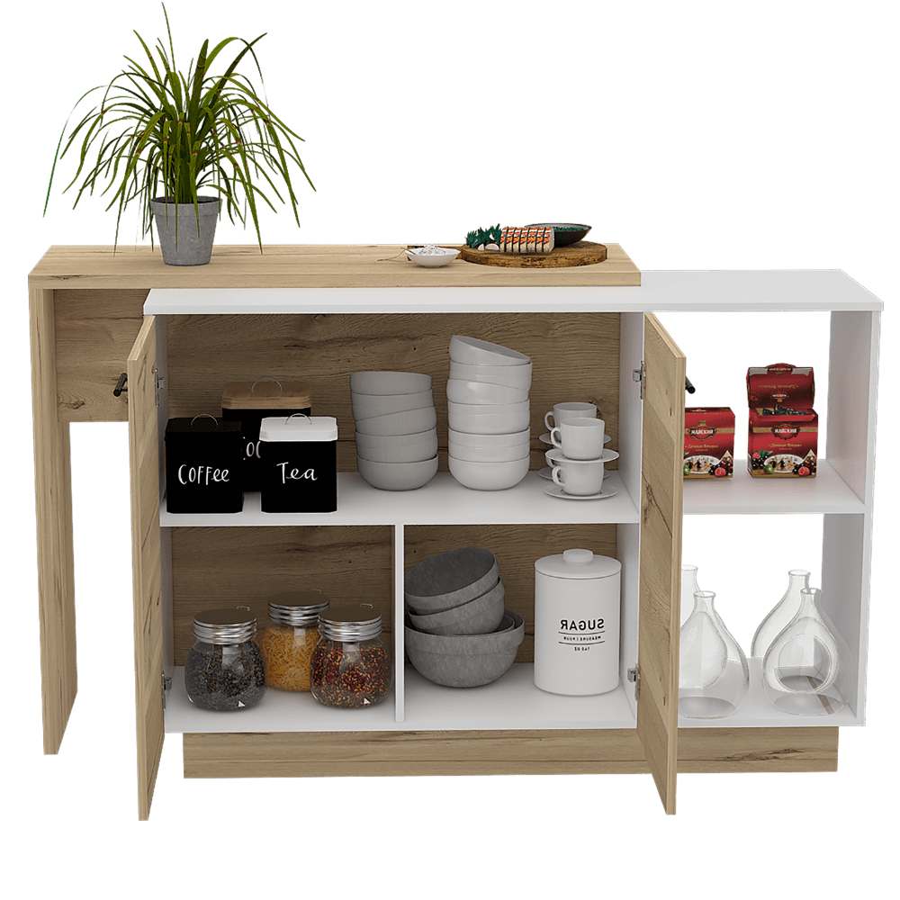 BARRA DE COCINA ERIS, CAFÉ CLARO Y BLANCO, CON DOS PUERTAS BATIENTES ZF