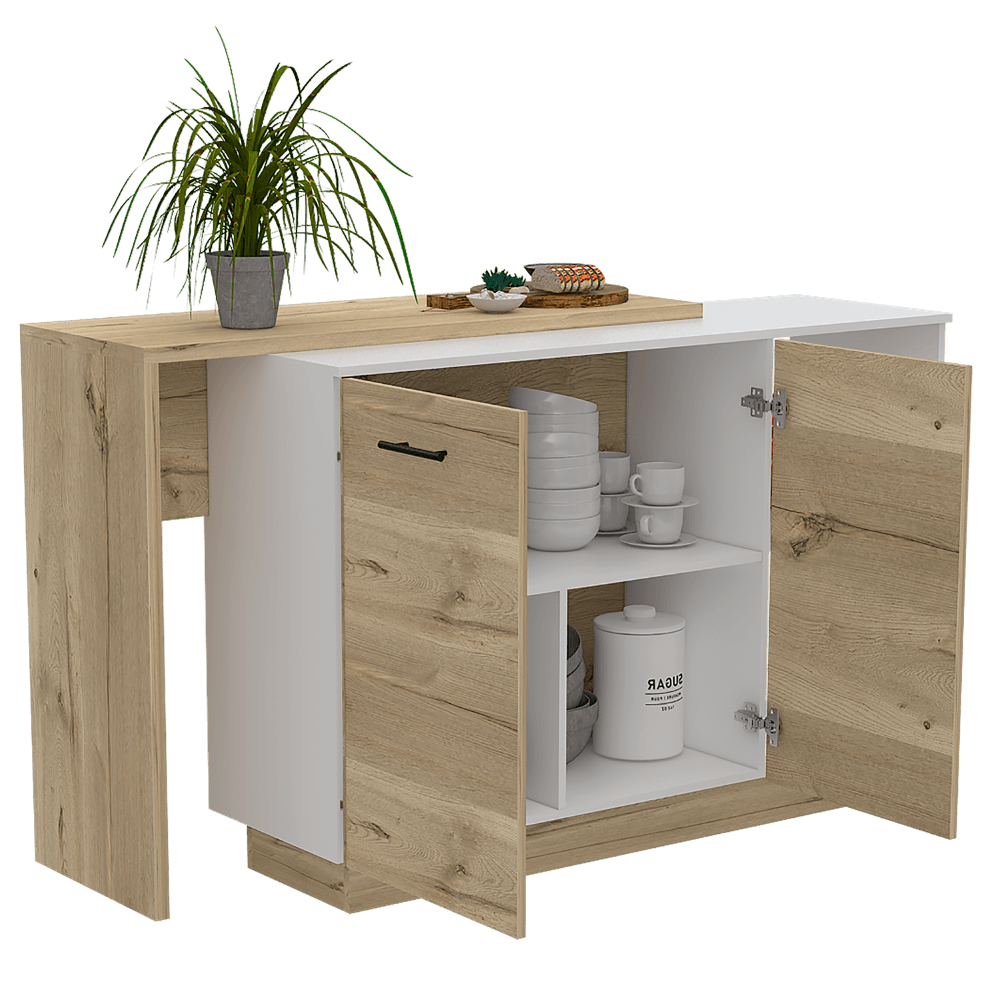 BARRA DE COCINA ERIS, CAFÉ CLARO Y BLANCO, CON DOS PUERTAS BATIENTES ZF