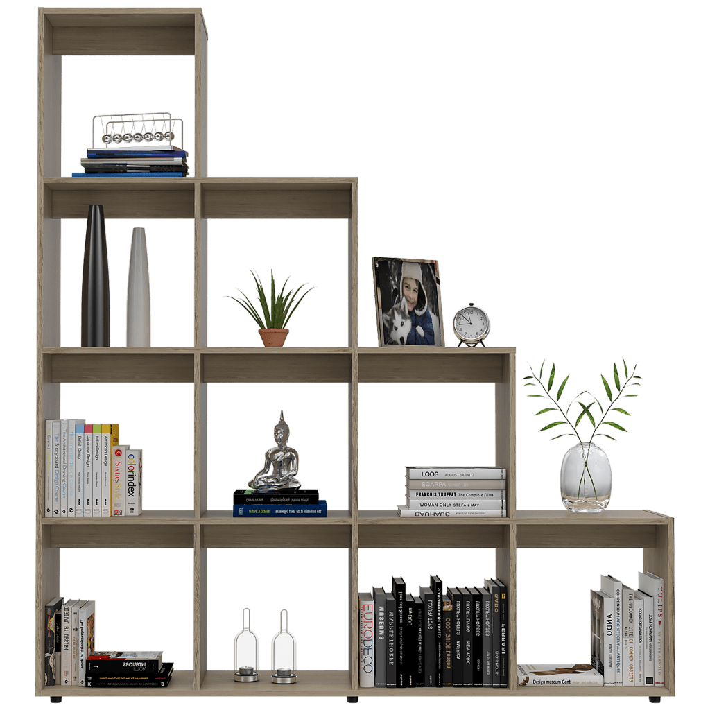 BIBLIOTECA COLIMA, BEIGE, CON VARIEDAD DE ENTREPAÑOS