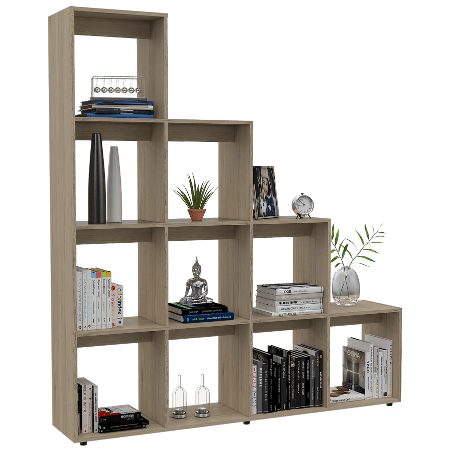 BIBLIOTECA COLIMA, BEIGE, CON VARIEDAD DE ENTREPAÑOS