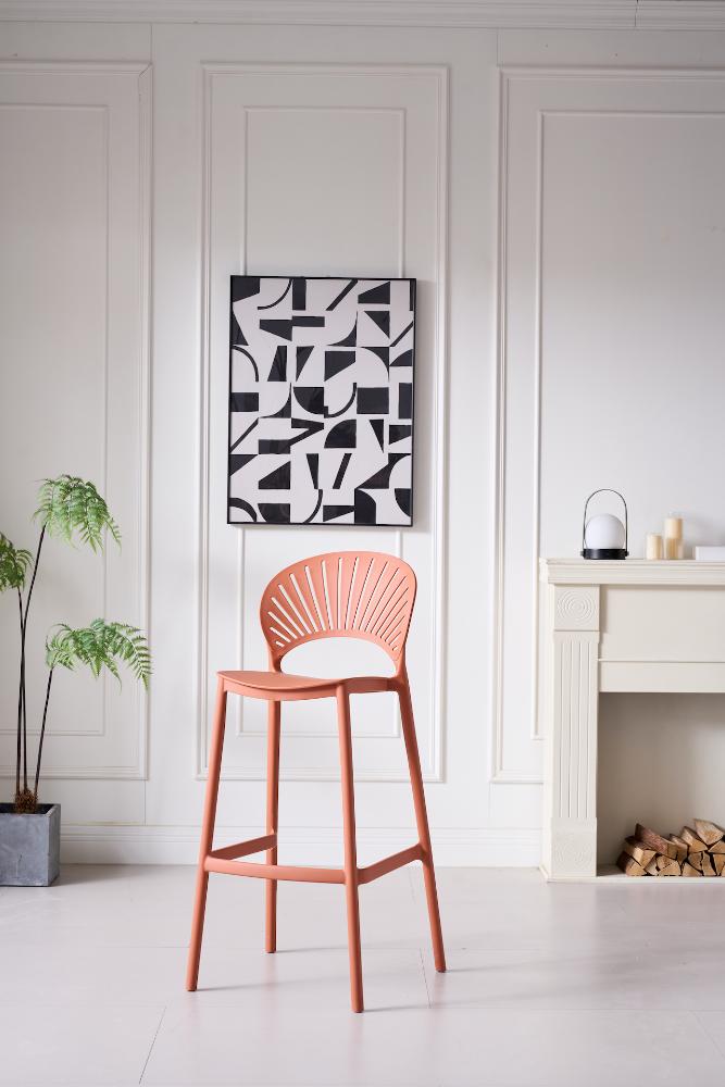 SILLA PARA BAR PARAISO, COLOR TERRACOTA, DISEÑO MODERNO X4