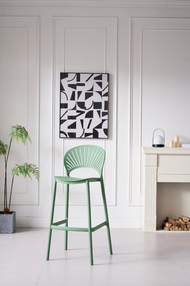 SILLA PARA BAR PARAISO, COLOR VERDE OLIVO, DISEÑO MODERNO X4