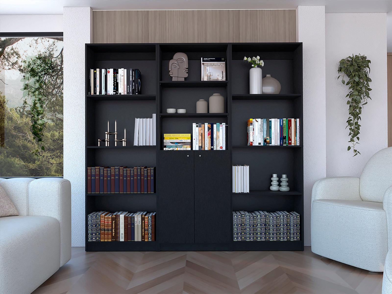 COMBO DE BIBLIOTECAS HOME, WENGUE INCLUYE TRES BIBLIOTECAS