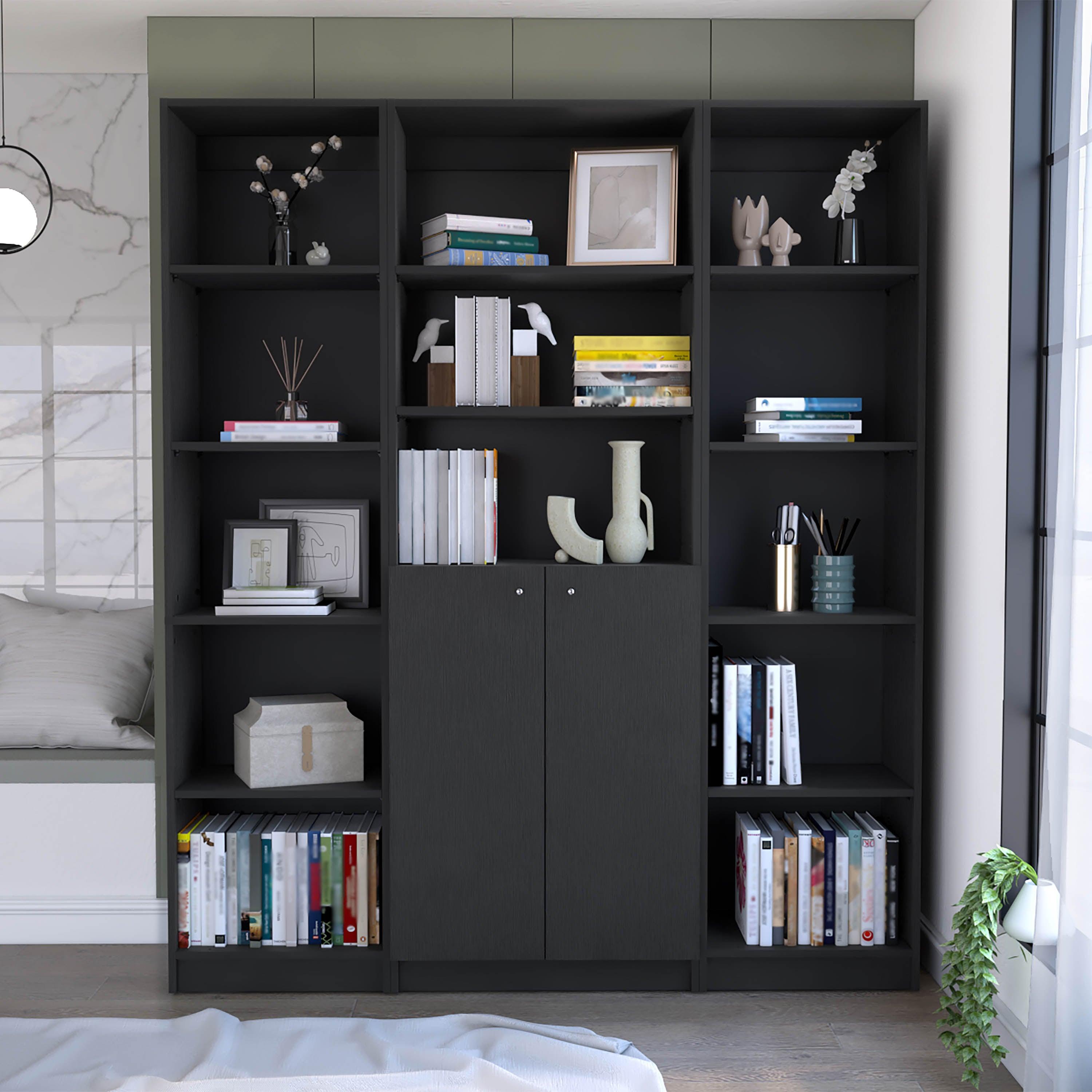 COMBO DE BIBLIOTECAS HOME, WENGUE INCLUYE TRES BIBLIOTECAS