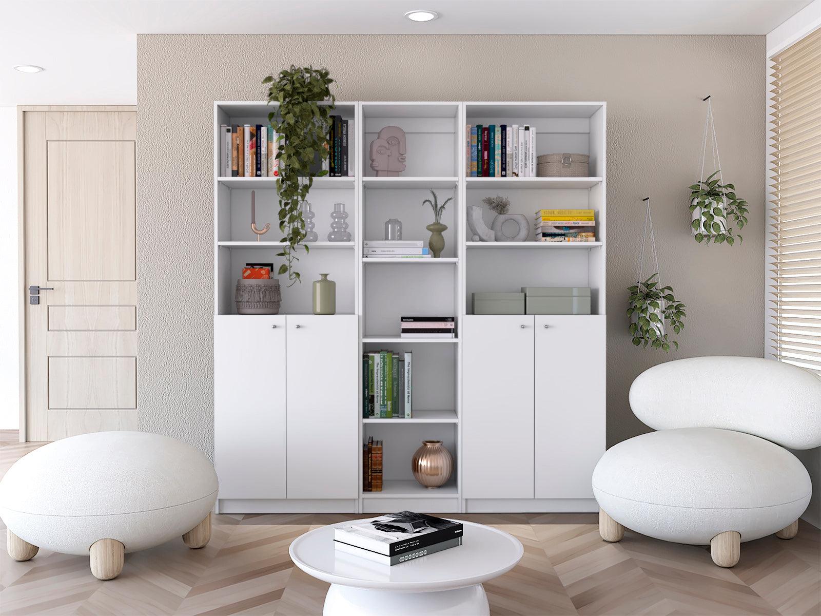 COMBO DE BIBLIOTECAS HOME, BLANCO, INCLUYE TRES BIBLIOTECAS