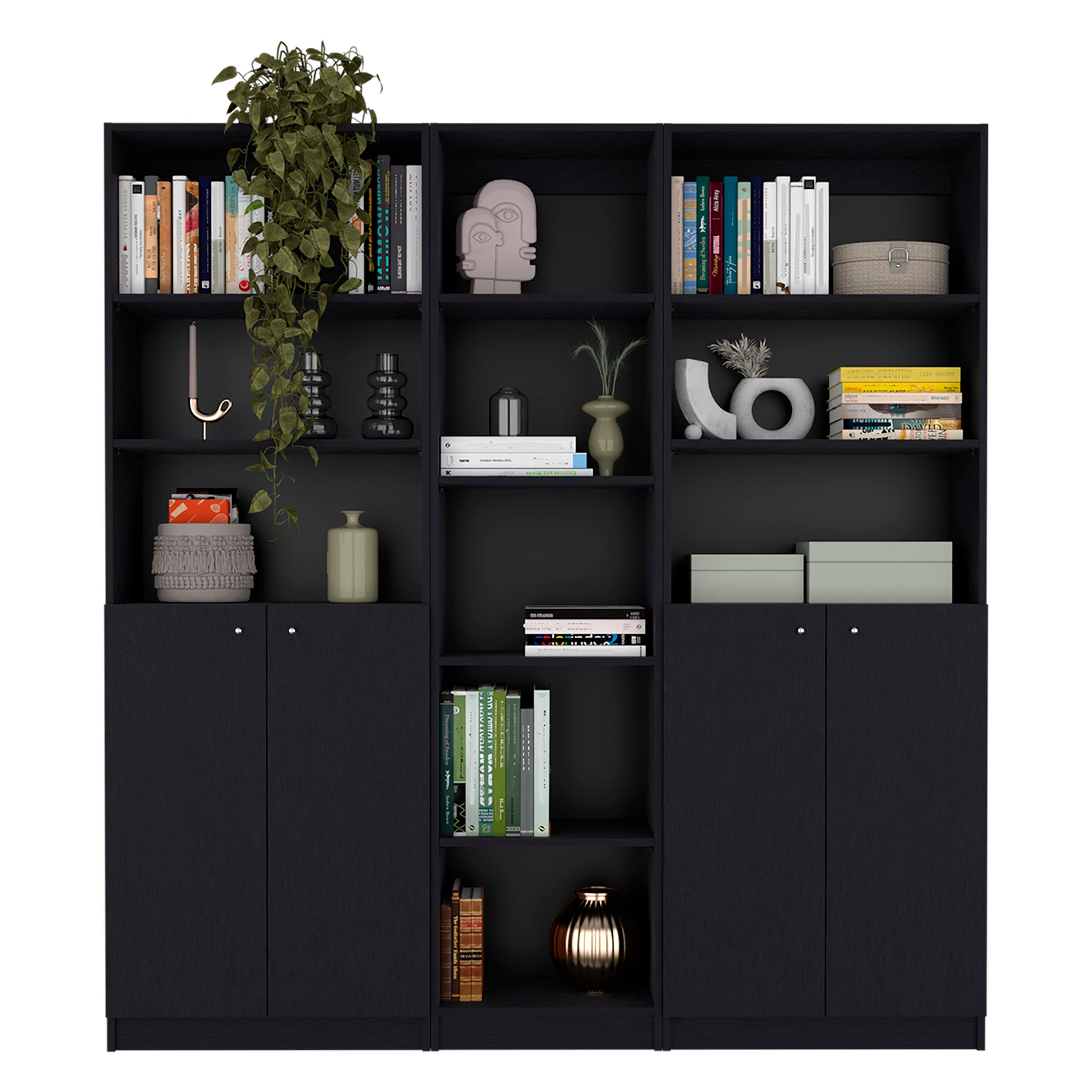 COMBO DE BIBLIOTECAS HOME, WENGUE, INCLUYE TRES BIBLIOTECAS