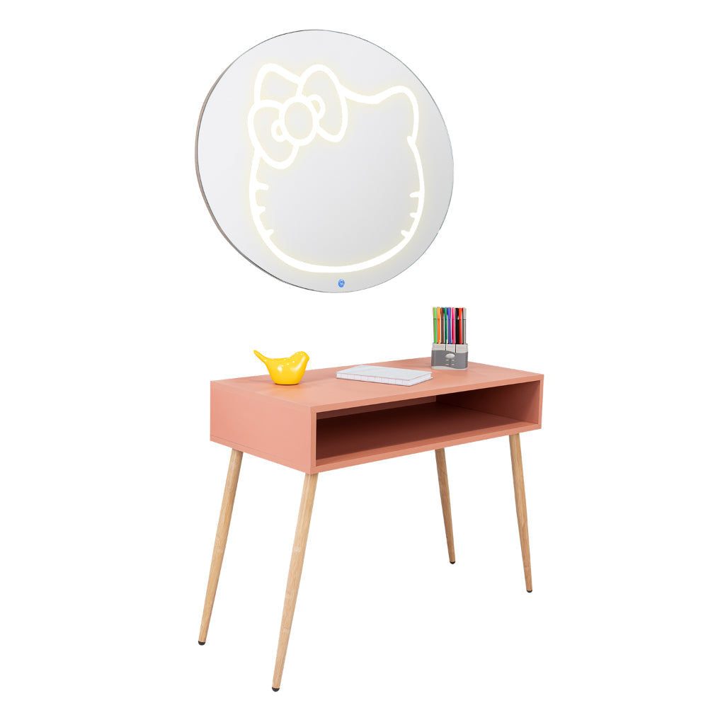 COMBO INFANTIL ANIKKA, ARUPO Y CAFÉ CLARO, INCLUYE ESCRITORIO Y ESPEJO LED