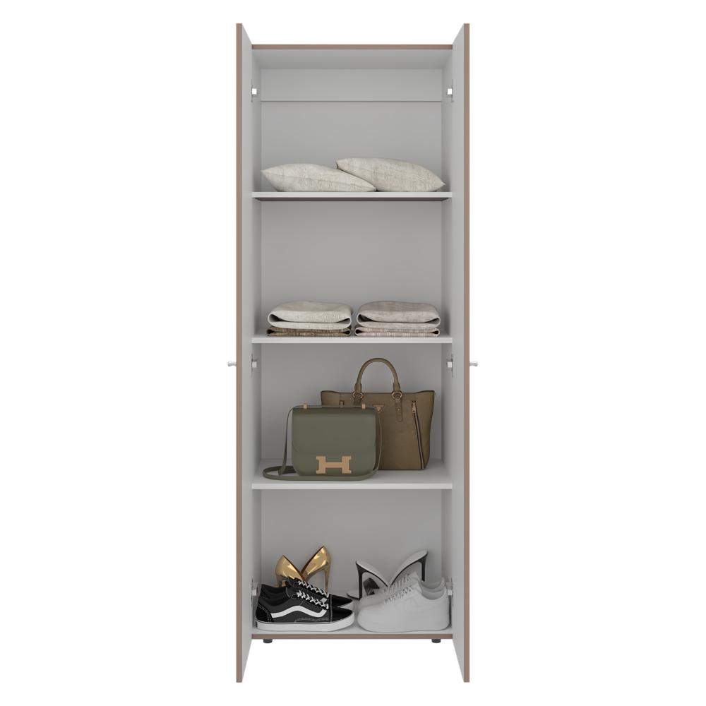 CLOSET BEICO, BARDOLINO Y BLANCO DUQUEZA, CON DOS PUERTAS ABATIBLES Y CUATRO ENTREPAÑOS