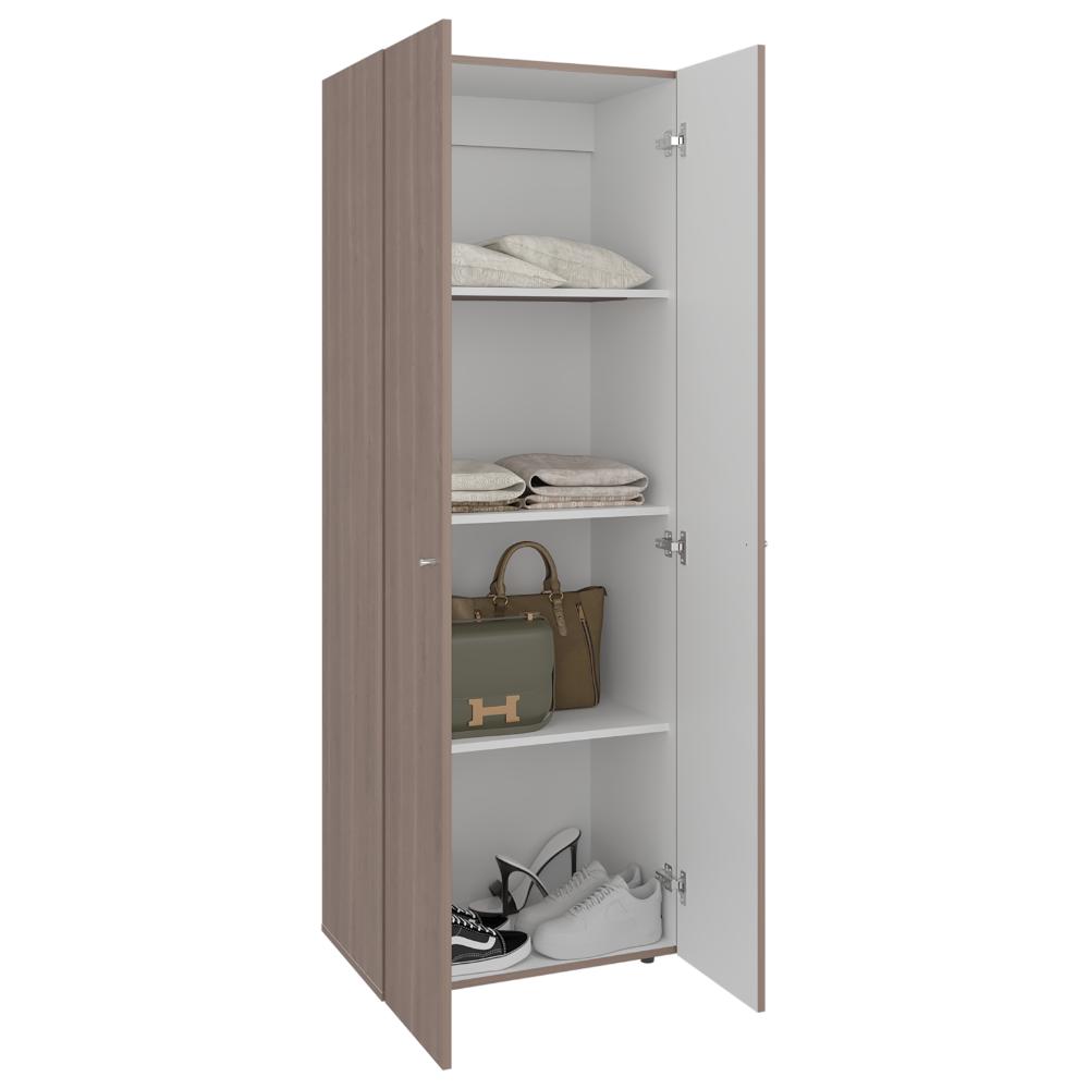 CLOSET BEICO, BARDOLINO Y BLANCO DUQUEZA, CON DOS PUERTAS ABATIBLES Y CUATRO ENTREPAÑOS