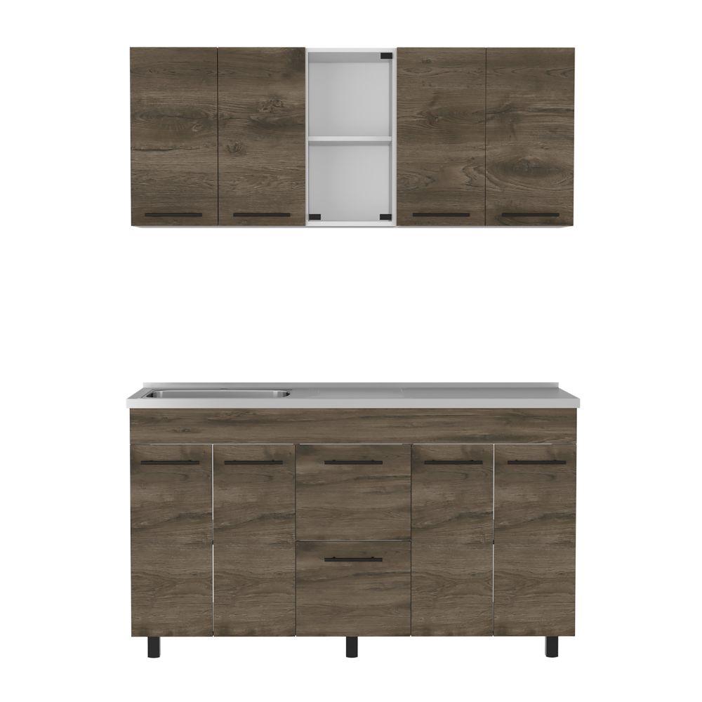 COCINA INTEGRAL NASSER, NOGAL Y BLANCO, INCLUYE MESÓN 150 IZQUIERDO