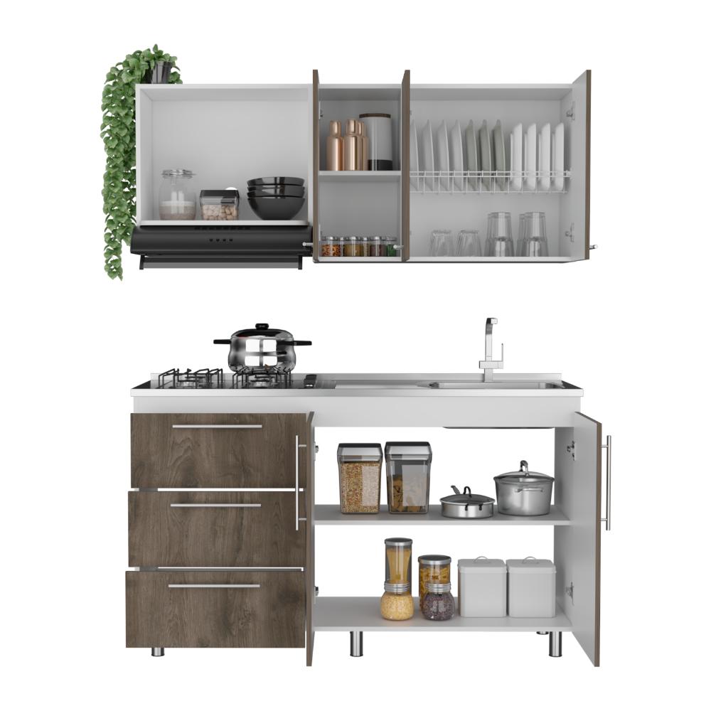 COCINA INTEGRAL ALAR, NOGAL Y BLANCO DUQUEZA, INCLUYE MESÓN DERECHO