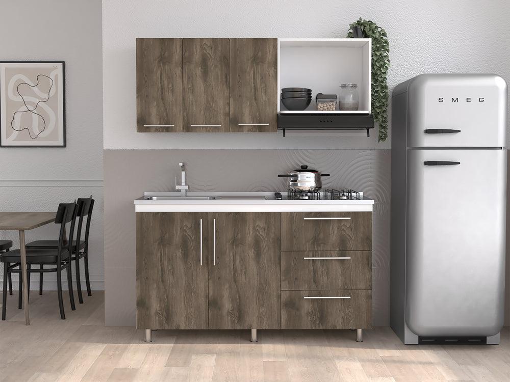 COCINA INTEGRAL RUBIO, BLANCO DUQUEZA Y NOGAL, INCLUYE MESÓN IZQUIERDO