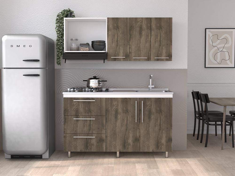 COCINA INTEGRAL RUBIO, BLANCO DUQUEZA Y NOGAL, INCLUYE MESÓN DERECHO