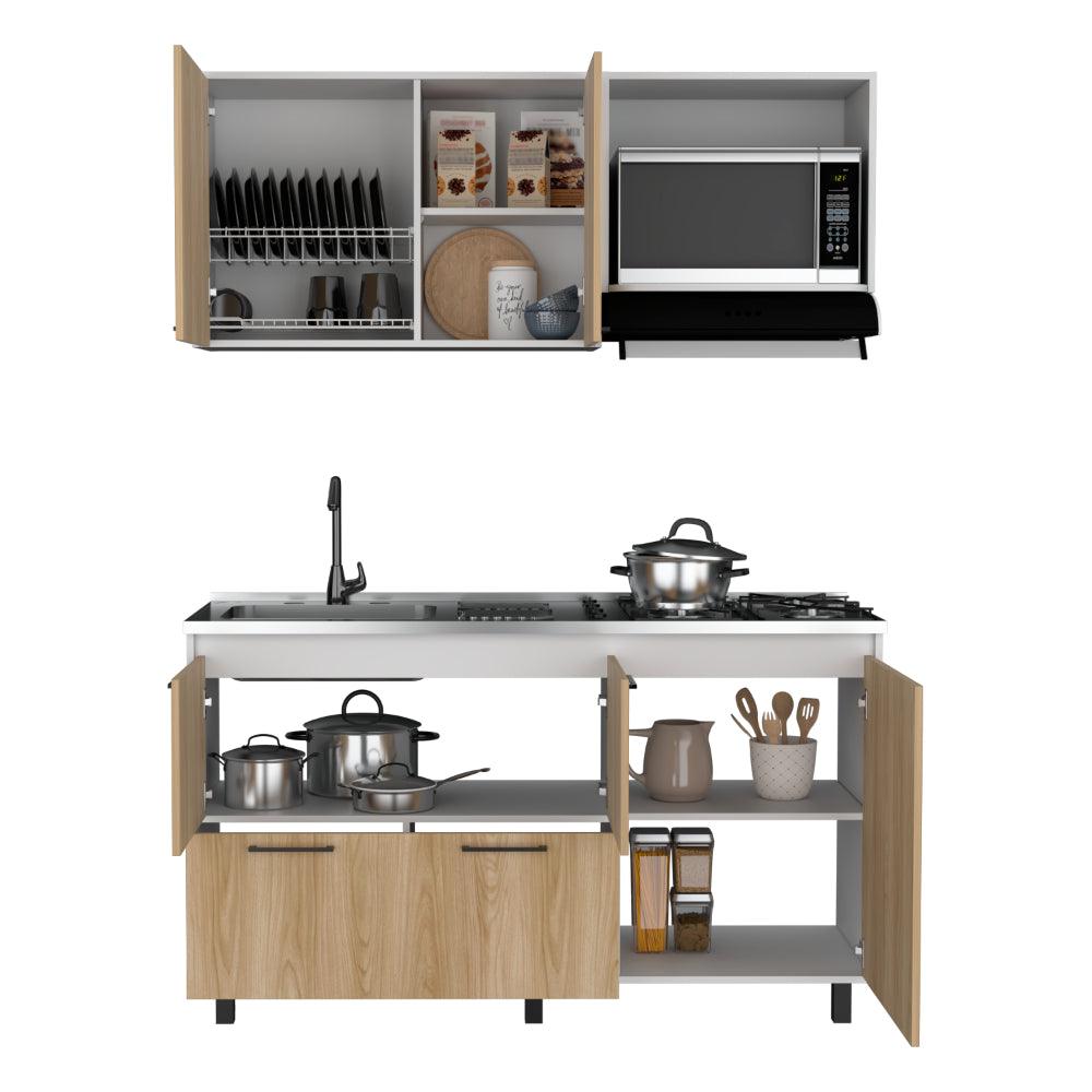 COCINA INTEGRAL  PACIFICA, BLANCO DUQUEZA Y FRESNO EUROPEO, INCLUYE MESÓN IZQUIERDO SOCODA