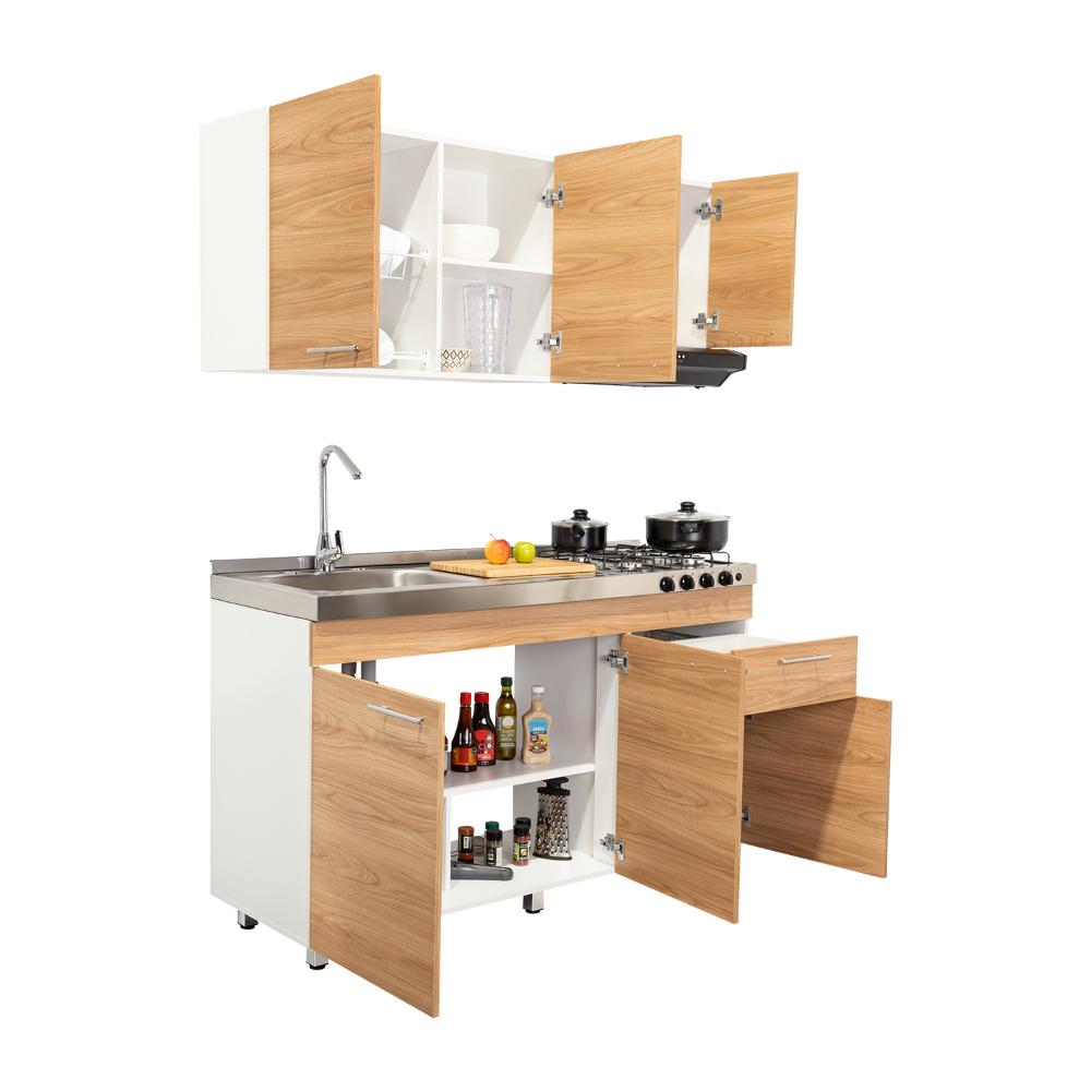 COCINA INTEGRAL AMERALTO, FRESNO EUROPEO Y BLANCO, INCLUYE MESÓN IZQUIERDO