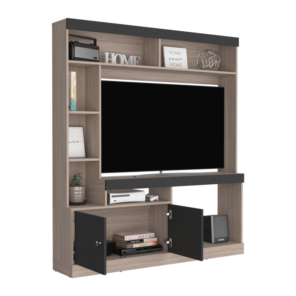 MESA PARA TV ROY, BARDOLINO Y WENGUE, CON ESPACIO PARA TELEVISOR DE 50 PULGADAS