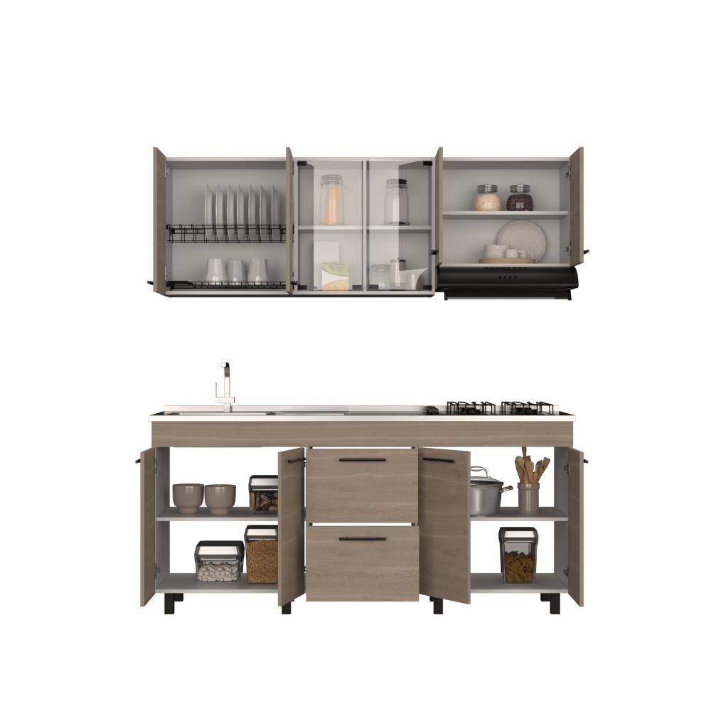 COCINA INTEGRAL KONG, BLANCO DUQUEZA Y BARDOLINO, INCLUYE MESÓN IZQUIERDO