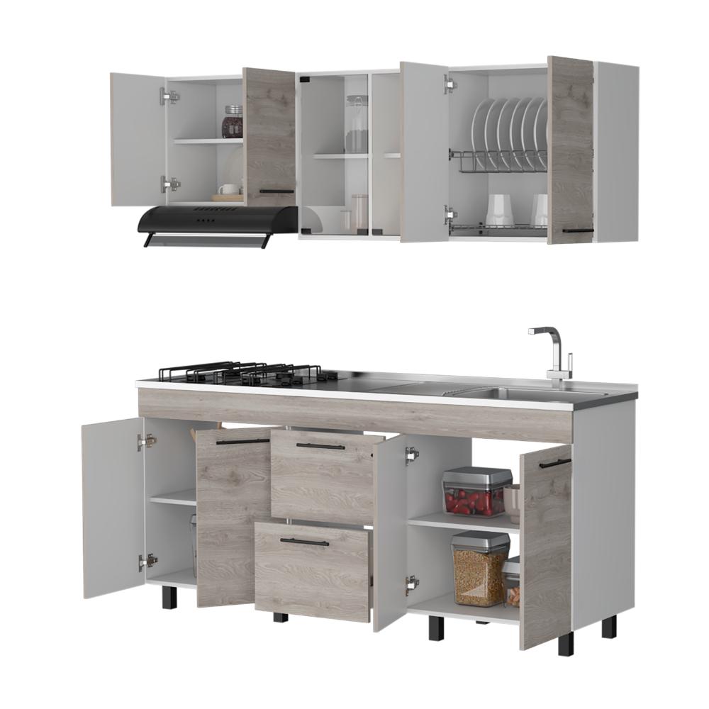 COCINA INTEGRAL 180 KONG, BLANCO DUQUEZA Y HUMO, INCLUYE MESÓN DERECHO