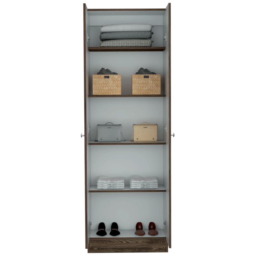 CLOSET AINARA, CHOCOLATE Y BLANCO, CON CINCO ENTREPAÑOS