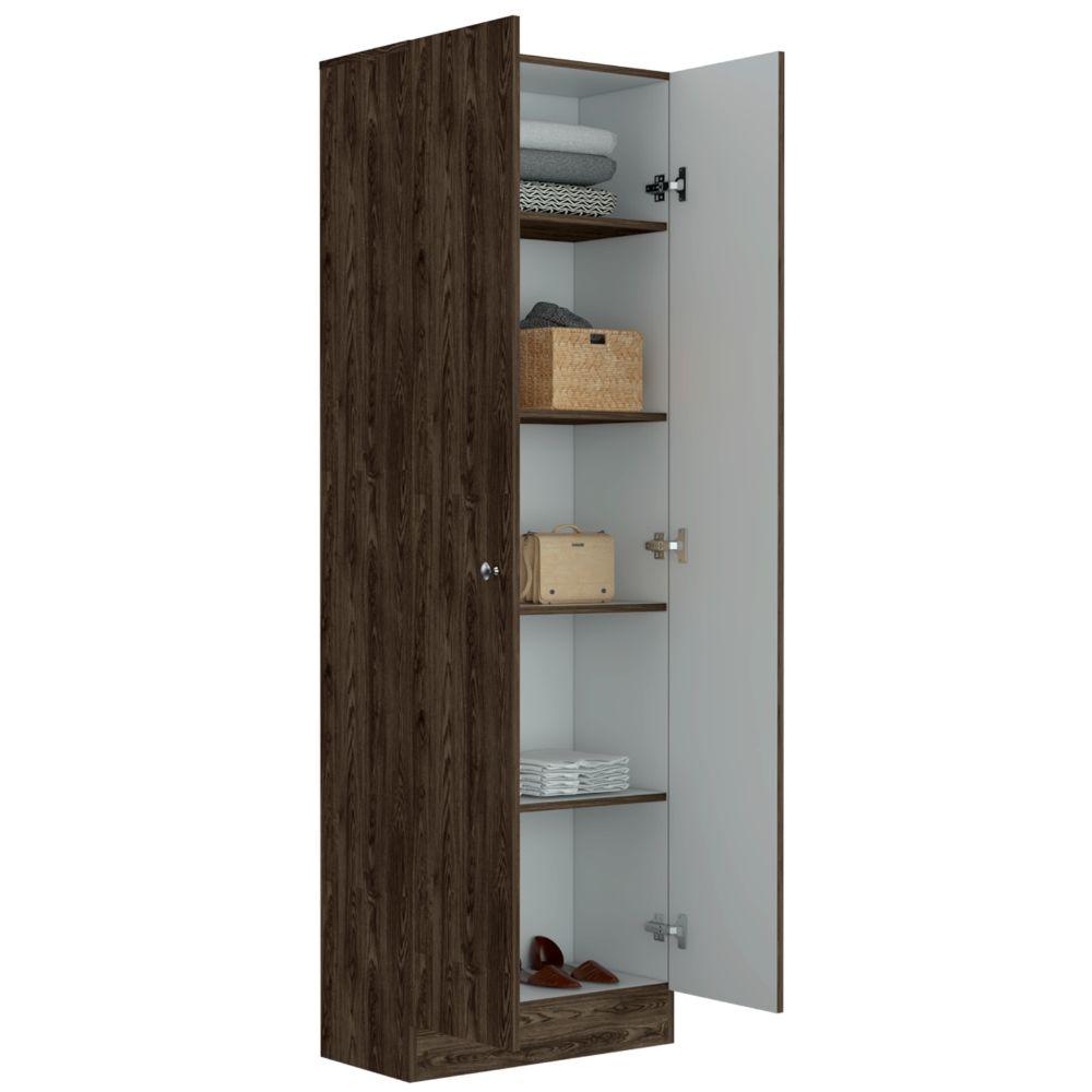 CLOSET AINARA, CHOCOLATE Y BLANCO, CON CINCO ENTREPAÑOS