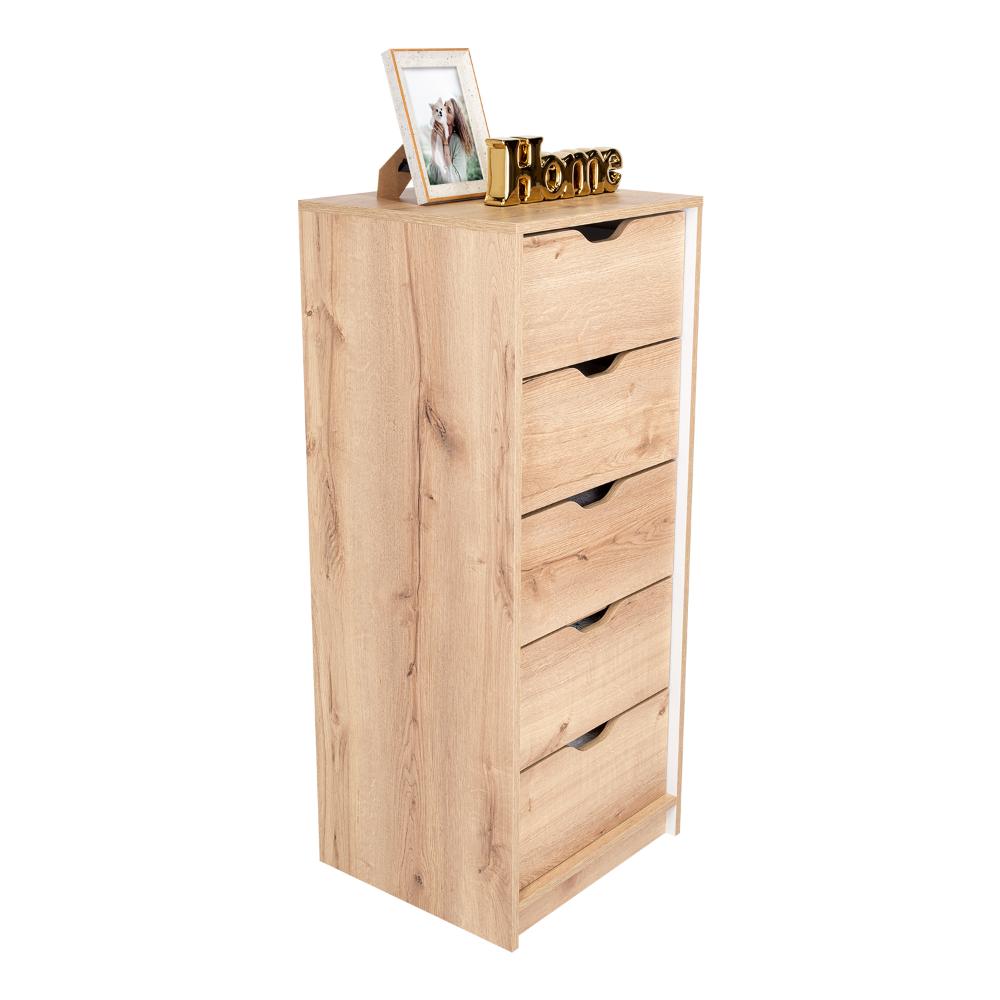 ORGANIZADOR BRASILIA, CAFÉ CLARO Y BLANCO DUQUEZA, CON CINCO CAJONES MULTIUSOS DESLIZABLES.