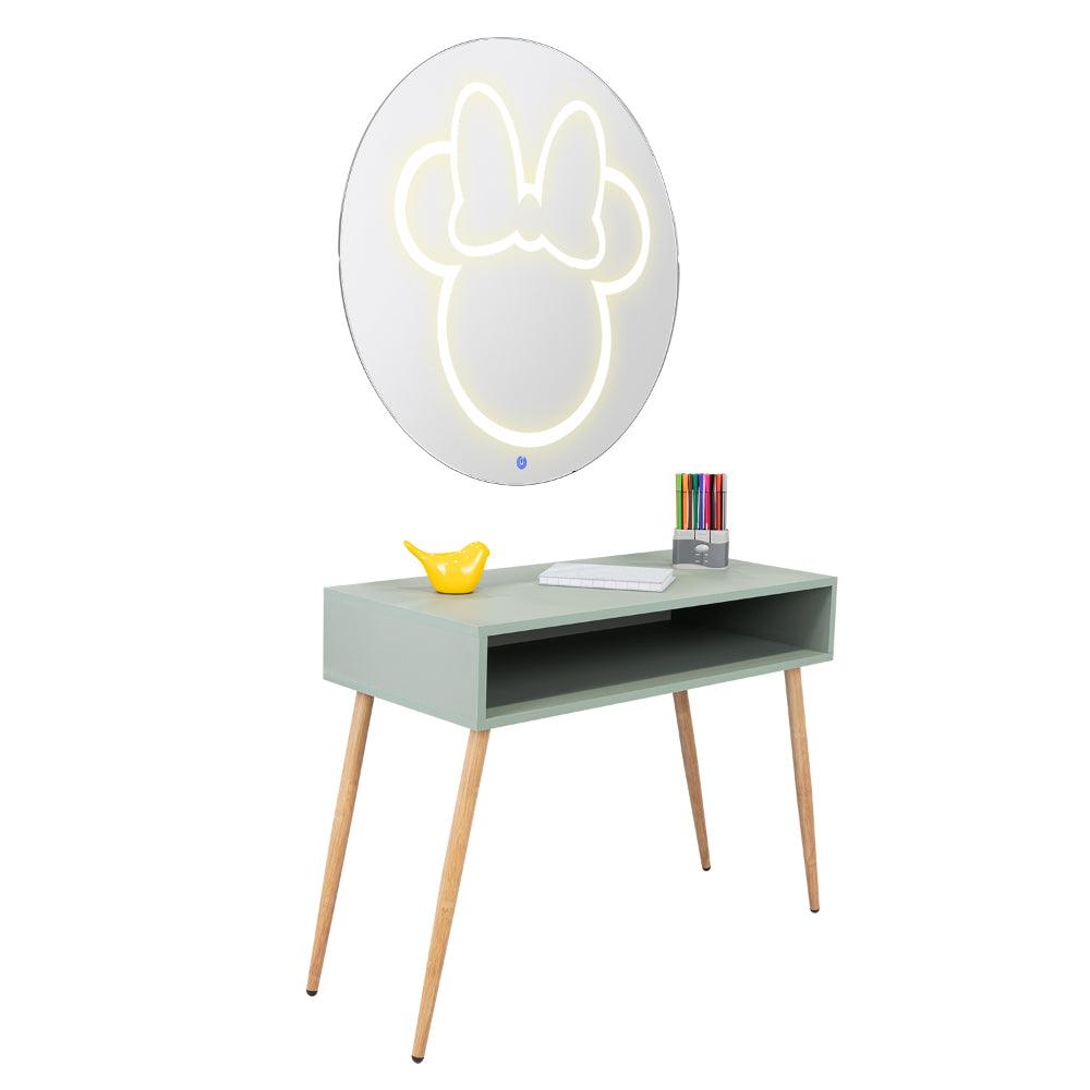 COMBO INFANTIL ELINA, AGAVE Y CAFÉ CLARO, INCLUYE ESCRITORIO Y ESPEJO LED