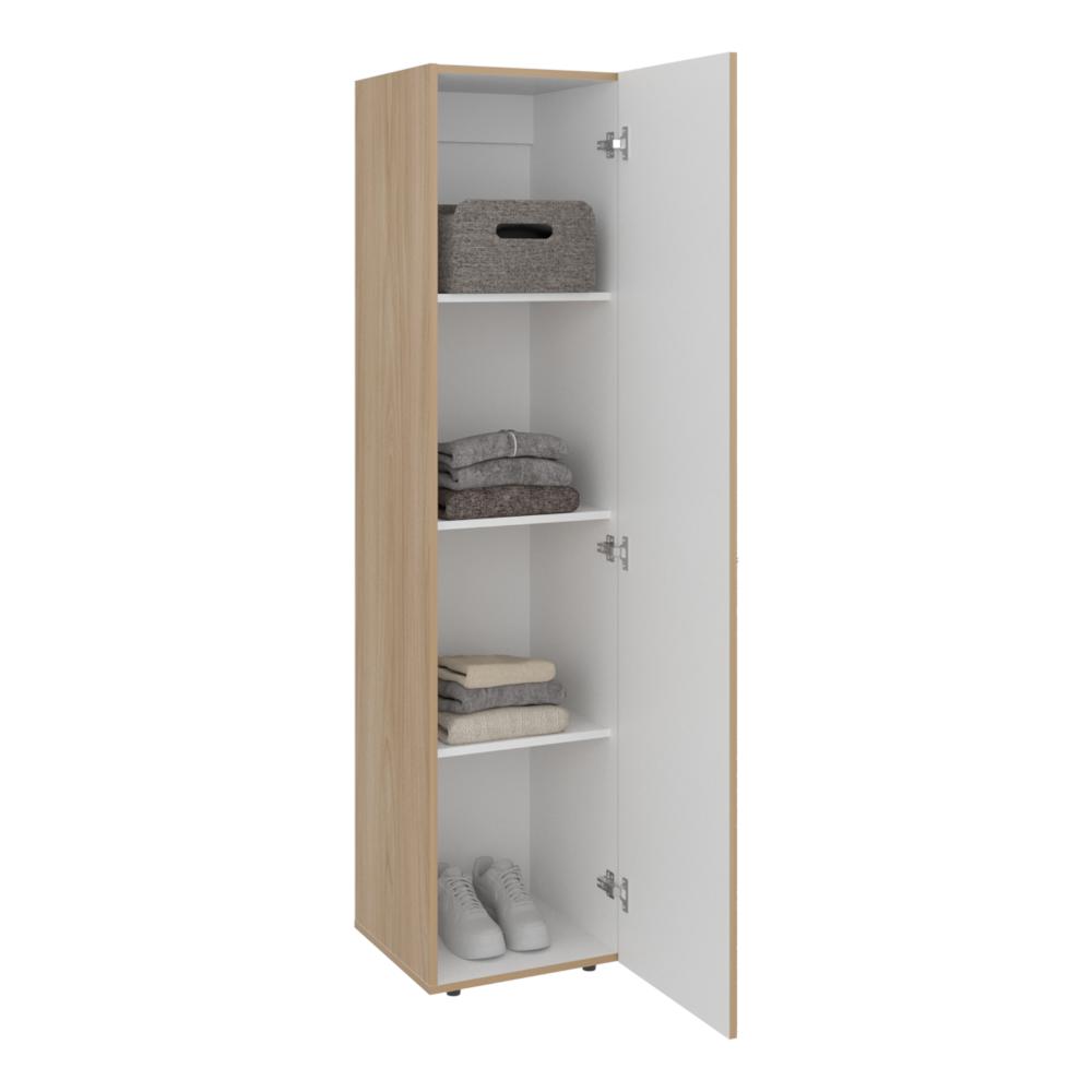 Closet Alma, Fresno Europeo Y Blanco, Una puerta abatible y entrepaños para guardar ropa ZF