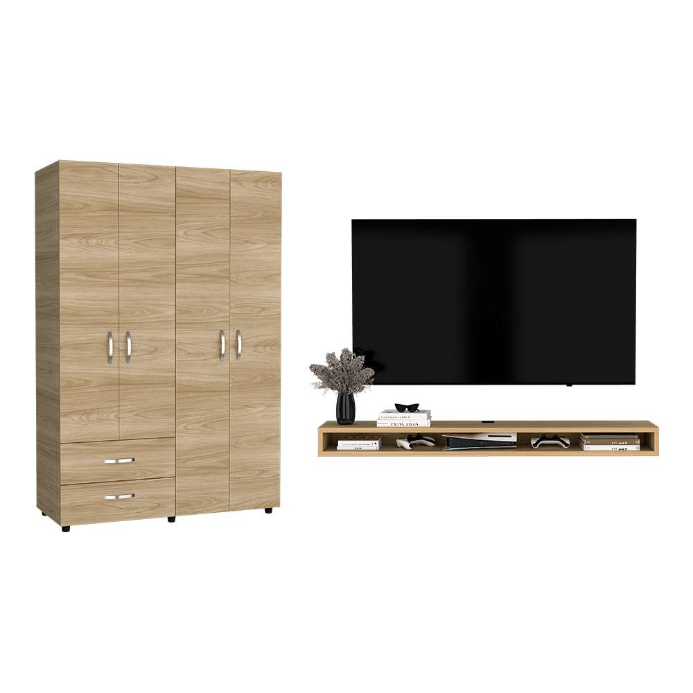 COMBO HABITACIÓN VINIS, INCLUYE CLOSET Y REPISA PARA TV FLOTANTE