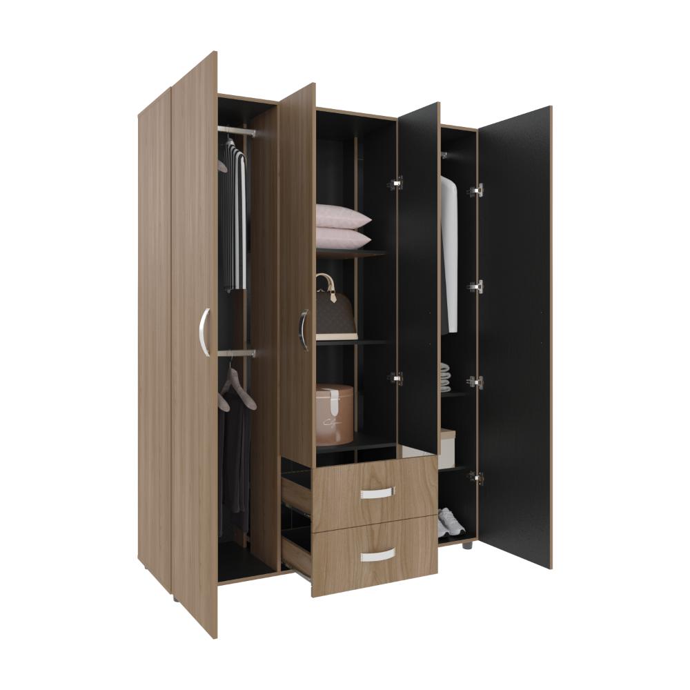 CLOSET BARIN 150, FRESNO EUROPEO Y WENGUE, CON DOS CAJONES ORGANIZADORES MULTIUSOS