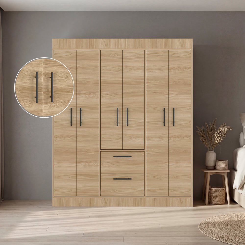 Closet Aura, Fresno Europeo y Wengue, con 6 puertas y dos cajones