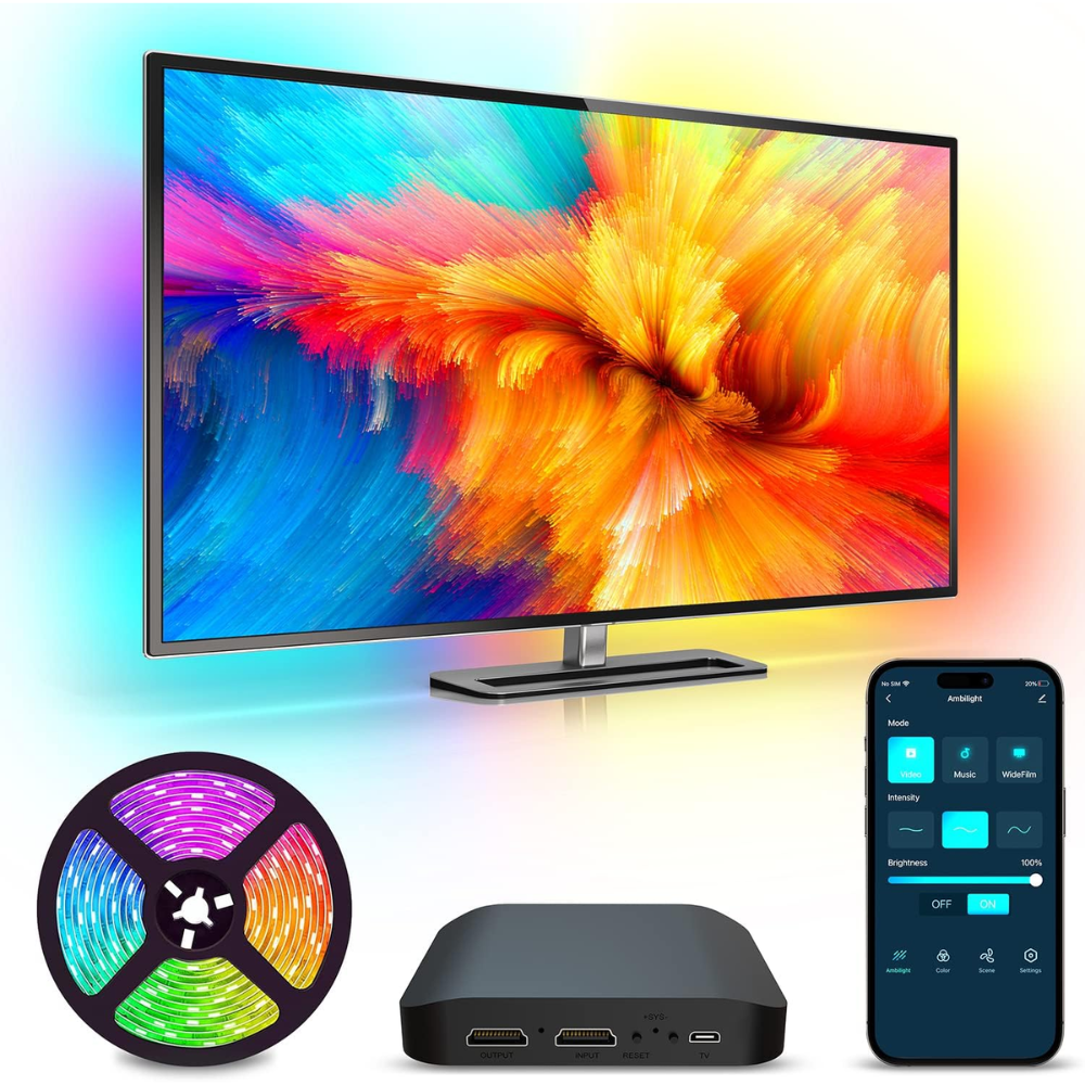 LUZ LED CINTA TV INMERSIÓN HDMI 2.0 APP CONTROL 55-65 PULGADAS