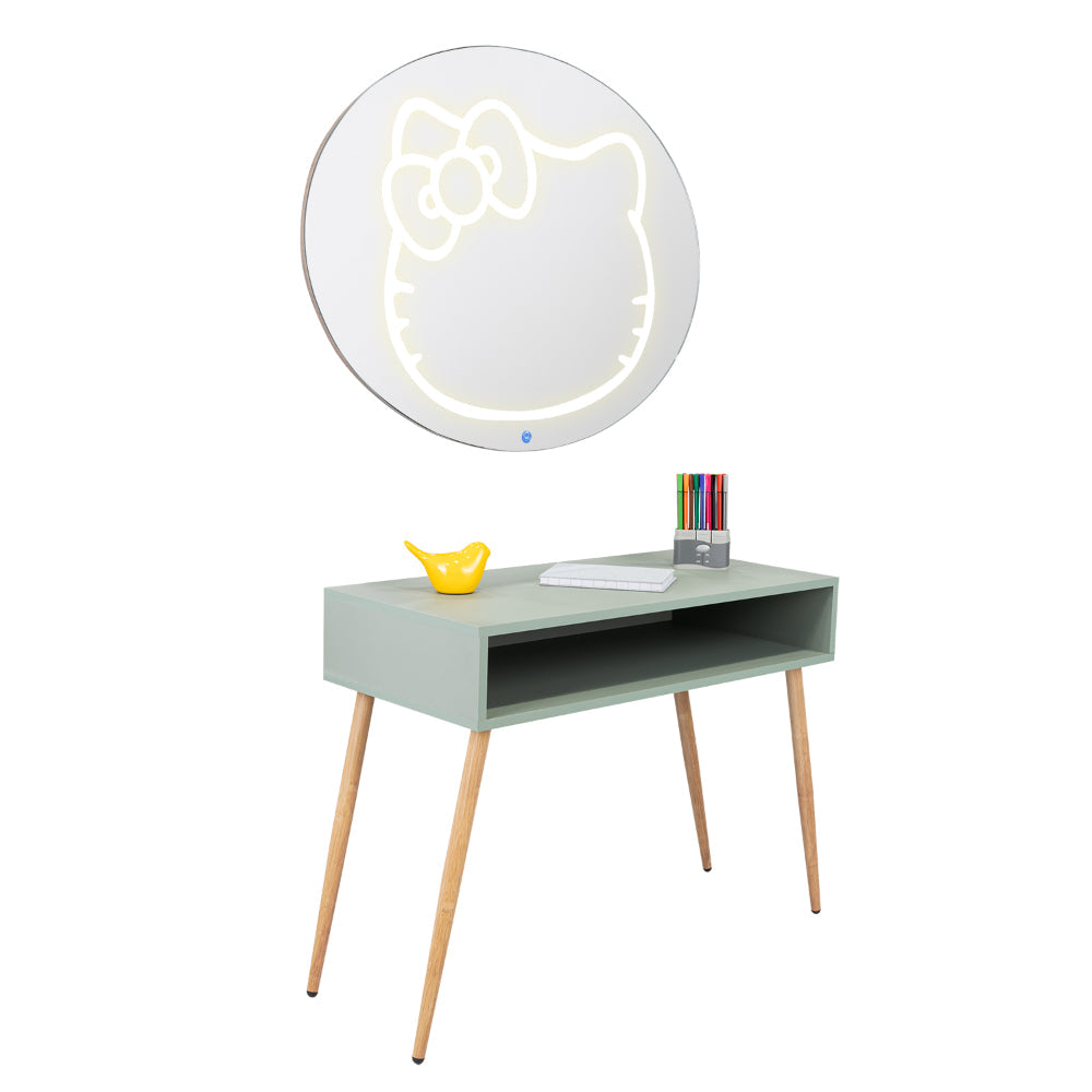 COMBO INFANTIL LIANA, AGAVE Y CAFÉ CLARO, INCLUYE ESCRITORIO Y ESPEJO LED