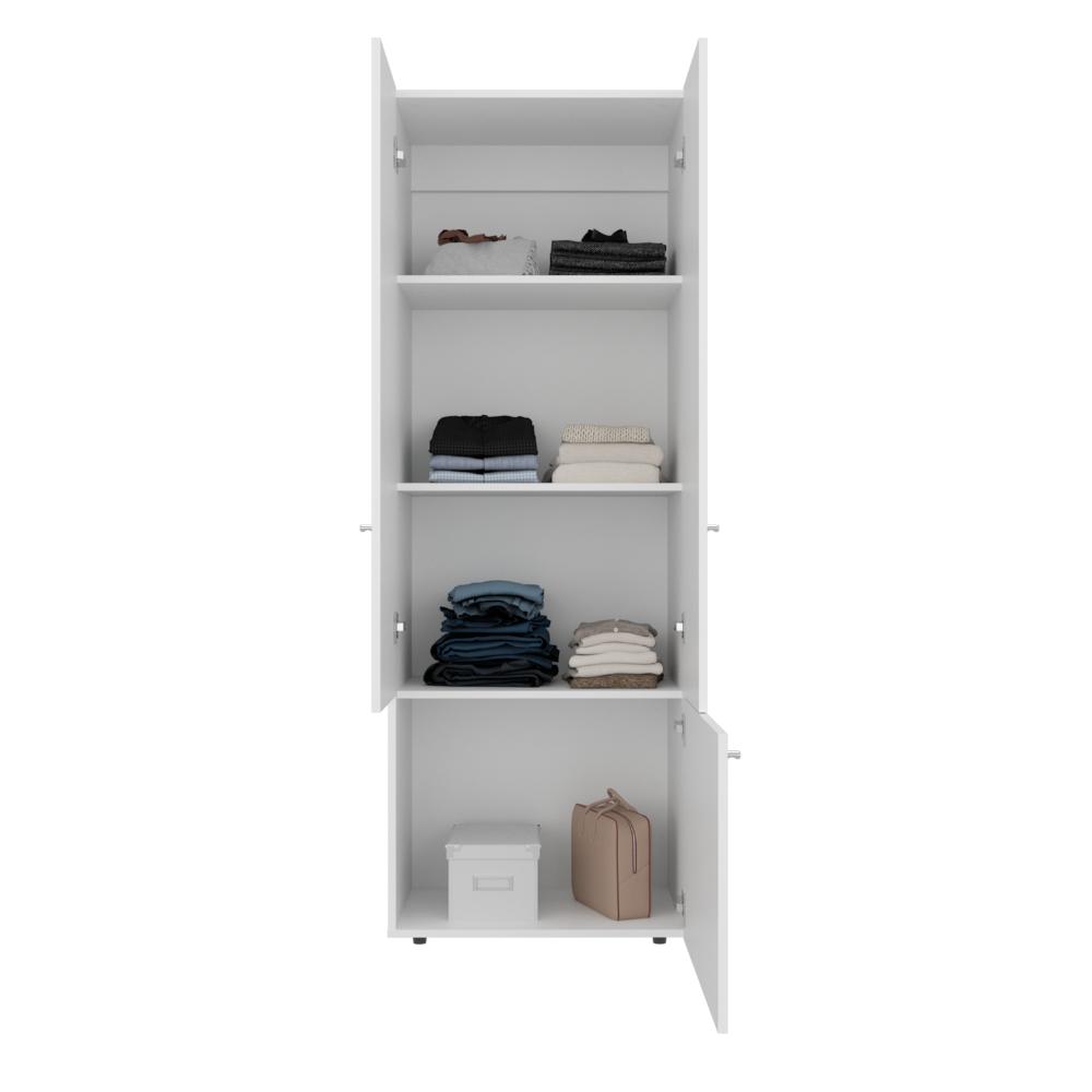 CLOSET BEICO II, BLANCO DUQUEZA, CON TRES PUERTAS ABATIBLES Y CUATRO ENTREPAÑOS