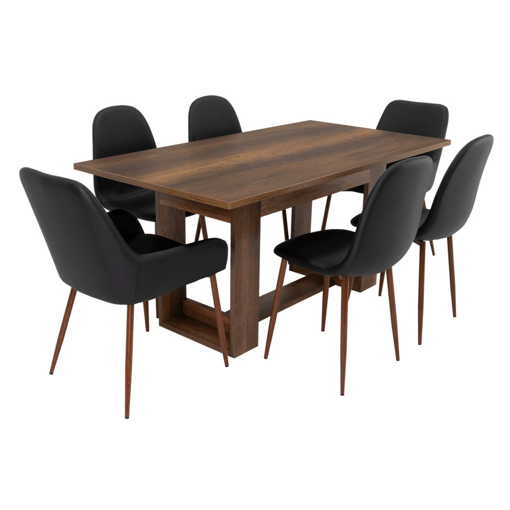 COMBO COMEDOR SONORA, COBRE, WENGUE Y CAFÉ CLARO, INCLUYE COMEDOR Y 6 SILLAS