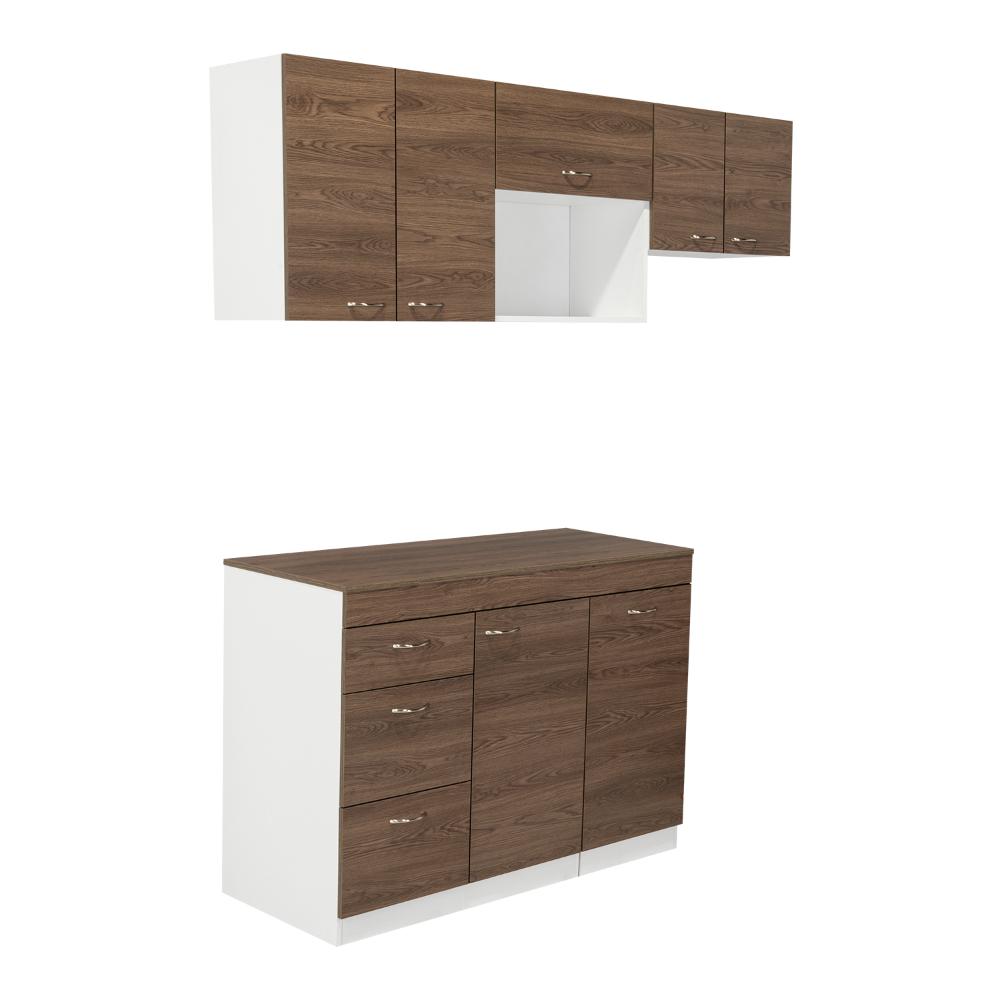 COCINA INTEGRAL AMATISTA, CHOCOLATE Y BLANCO, CON AMPLIA CAPACIDAD DE ALMACENAMIENTO, NO INCLUYE MESÓN