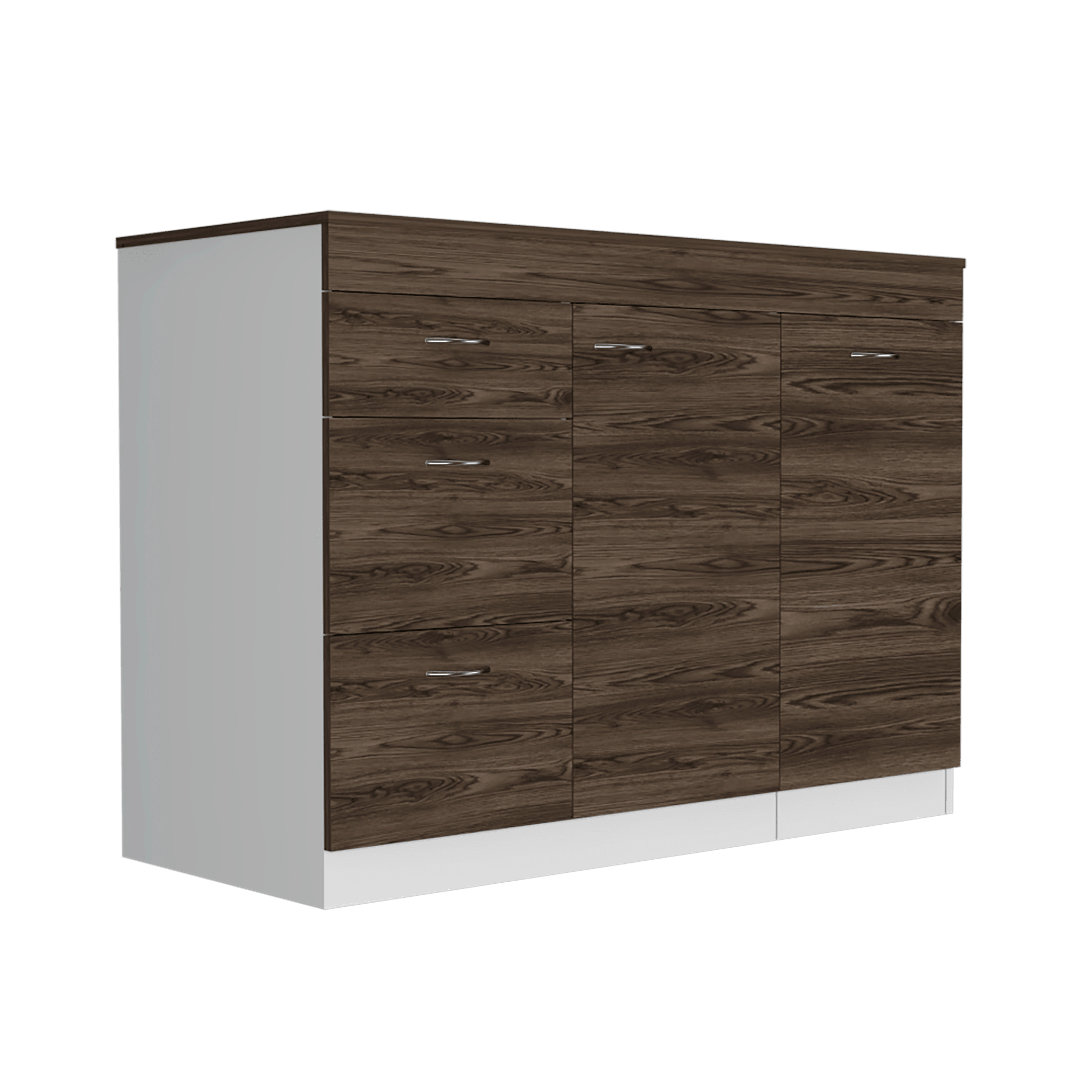 GABINETE INFERIOR DE COCINA AMATISTA, BLANCO Y CHOCOLATE, CON AMPLIA CAPACIDAD DE ALMACENAMIENTO, NO INCLUYE MESÓN  ZF