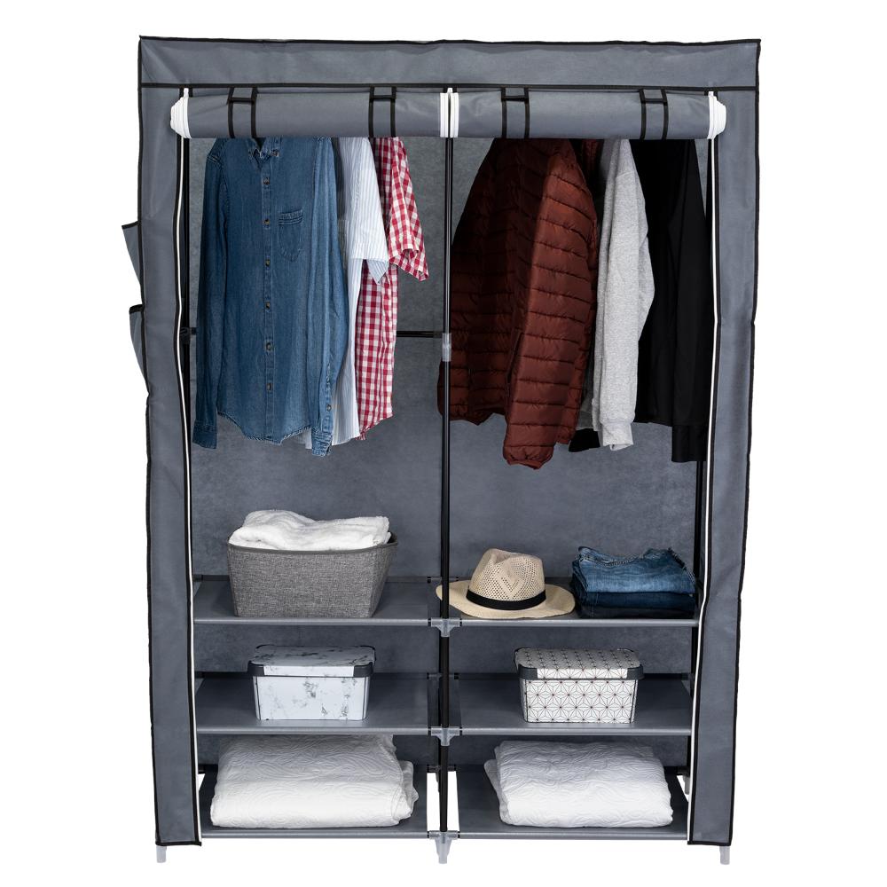 CLOSET PORTÁTIL JEANPOOL, GRIS, VARIEDAD DE ENTREPAÑOS EN TELA