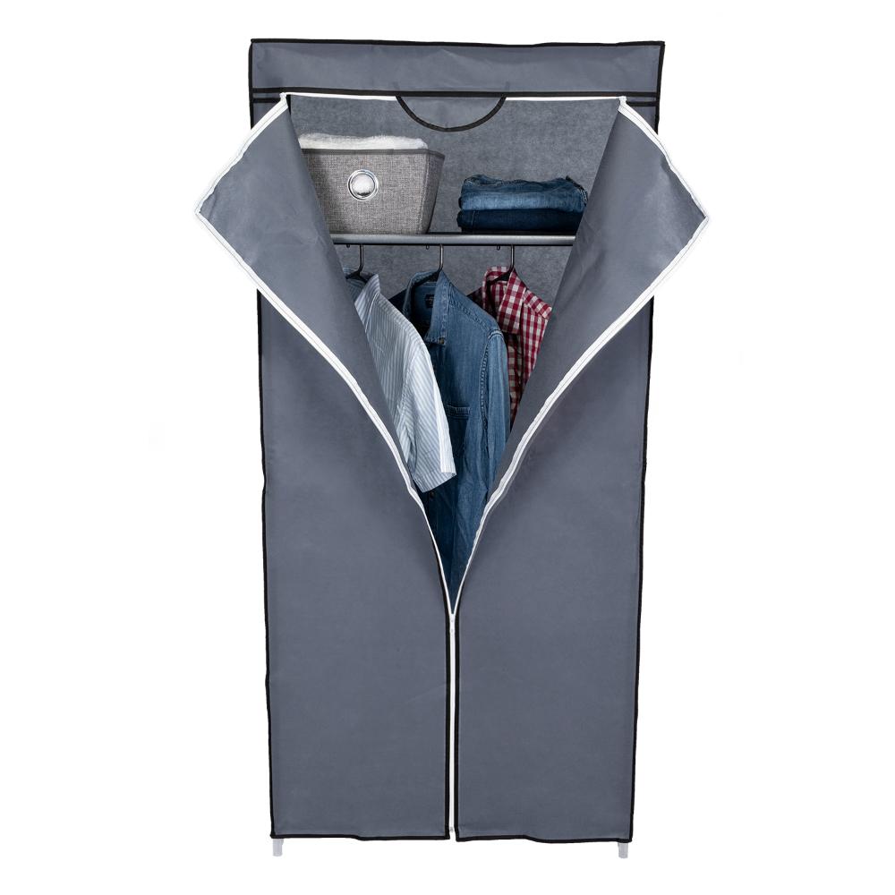 CLOSET PORTÁTIL JEASKEN, GRIS, VARIEDAD DE ENTREPAÑOS EN TELA