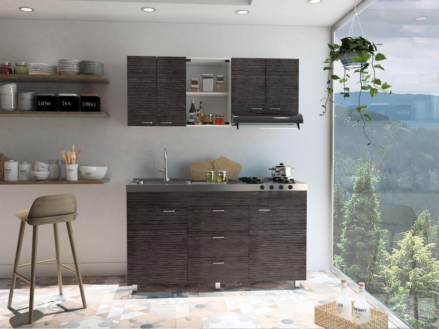 COCINA INTEGRAL LAUREL, GRIS Y BLANCO, NO INCLUYE MESÓN