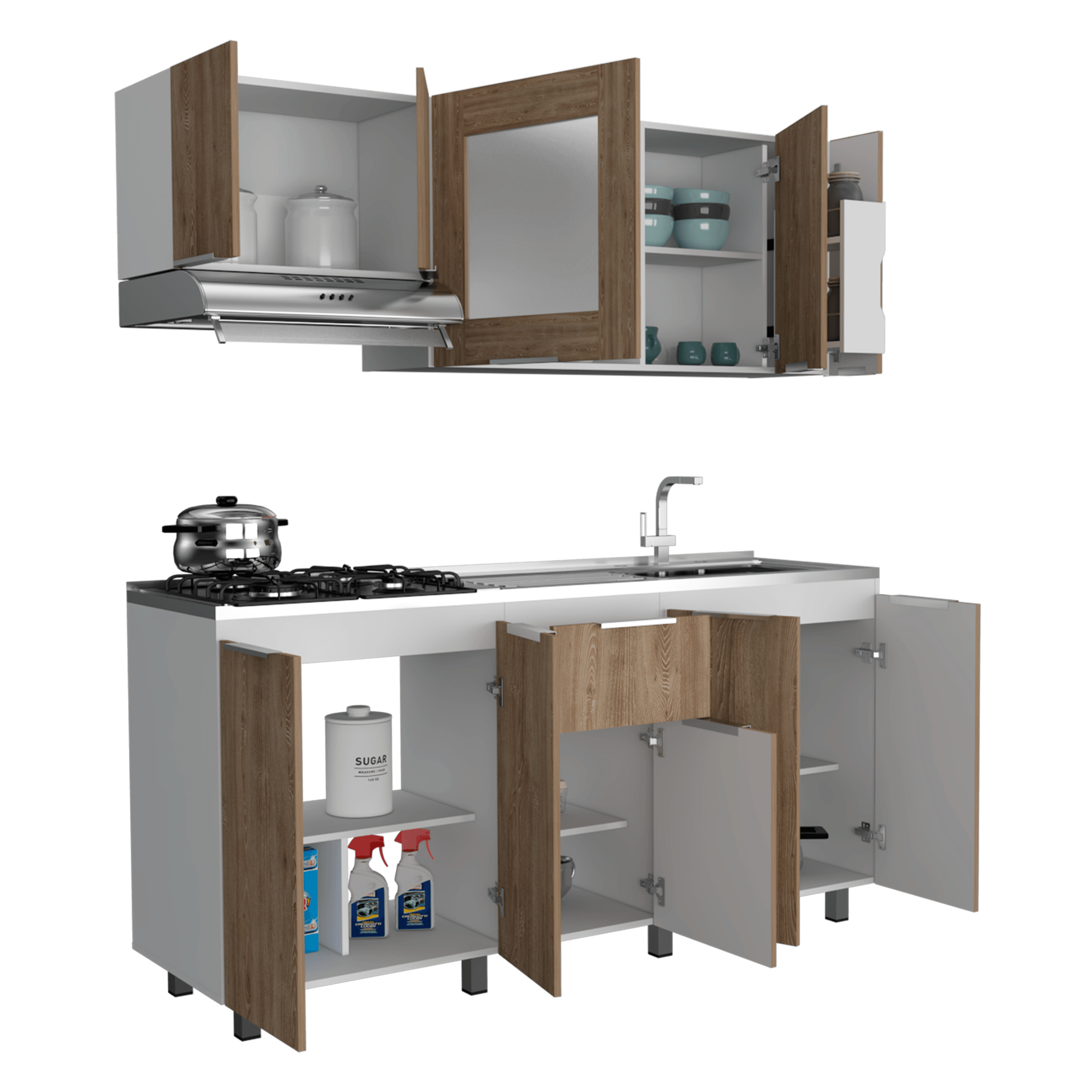 COCINA INTEGRAL SARABIA, MIEL Y BLANCO, NO INCLUYE MESÓN