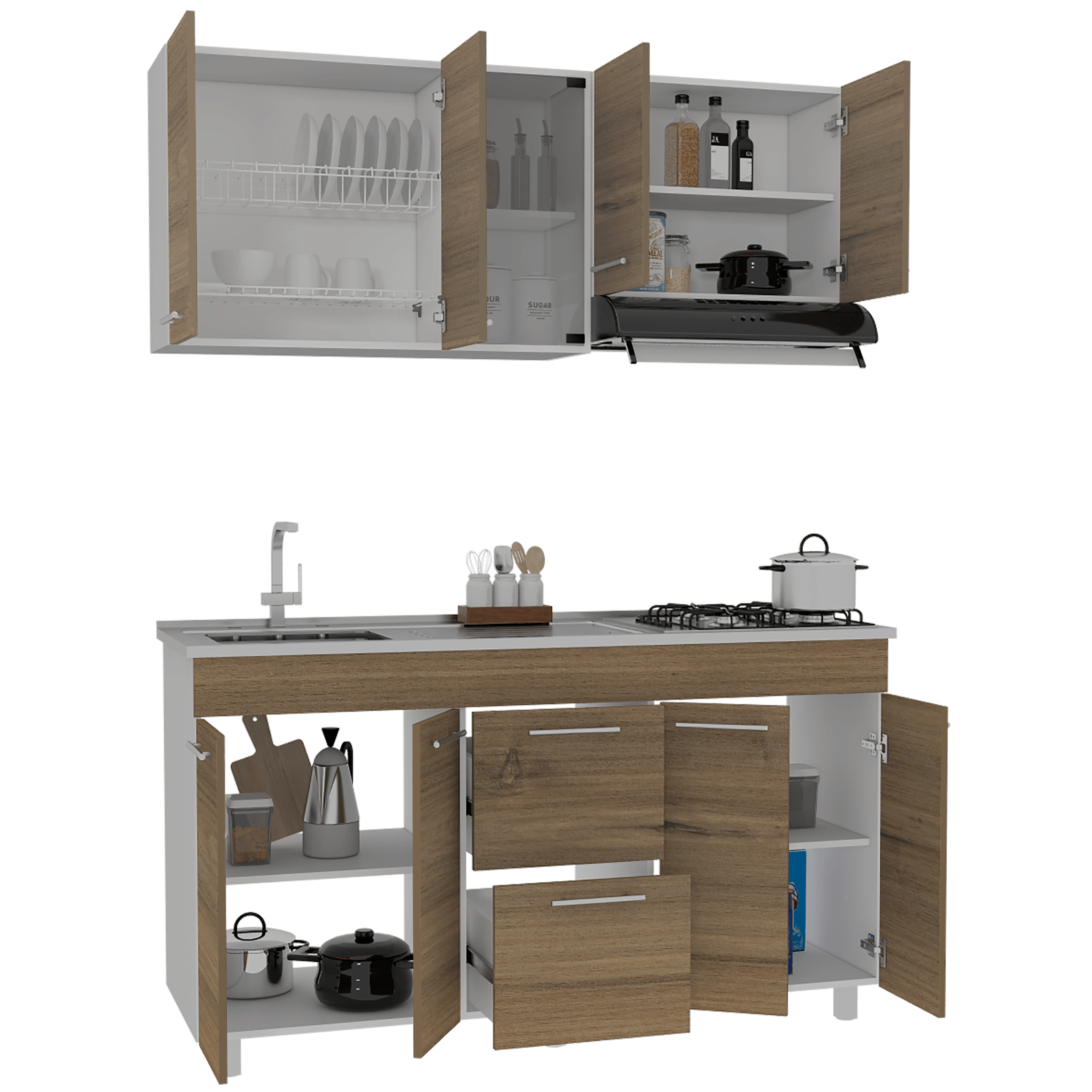 COCINA INTEGRAL PRADA, MOCA Y BLANCO, INCLUYE MESÓN IZQUIERDO