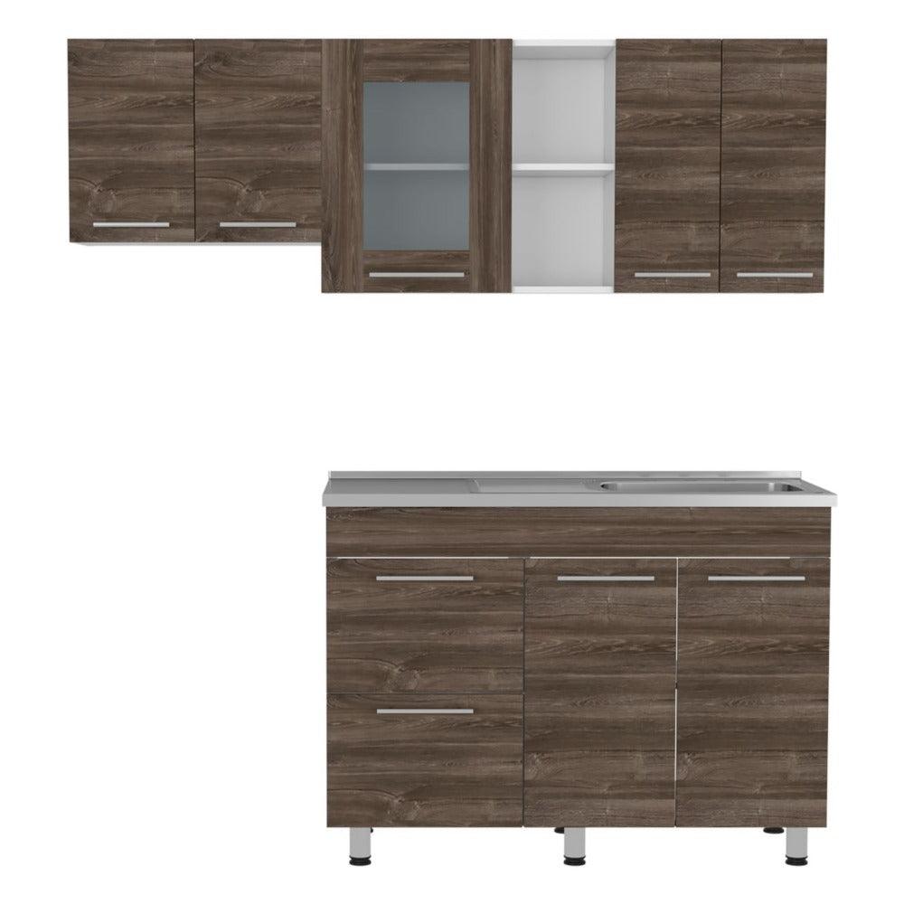 COCINA INTEGRAL KIRET, AVELLANA Y BLANCO, INCLUYE MESÓN DERECHO HC