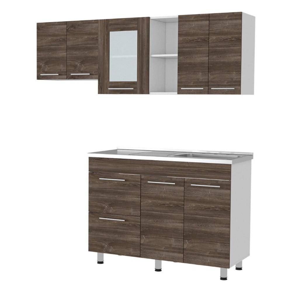 COCINA INTEGRAL KIRET, AVELLANA Y BLANCO, INCLUYE MESÓN DERECHO HC